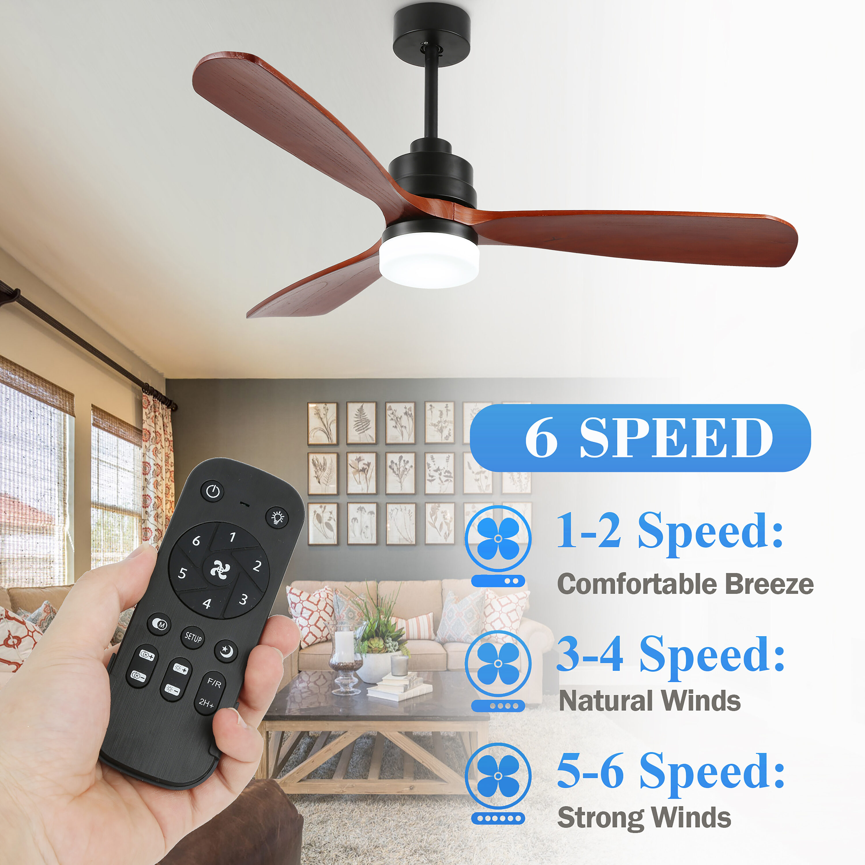 Bella Depot Ceiling Fan 52-in Black Color-changing Indoor Ceiling Fan ...