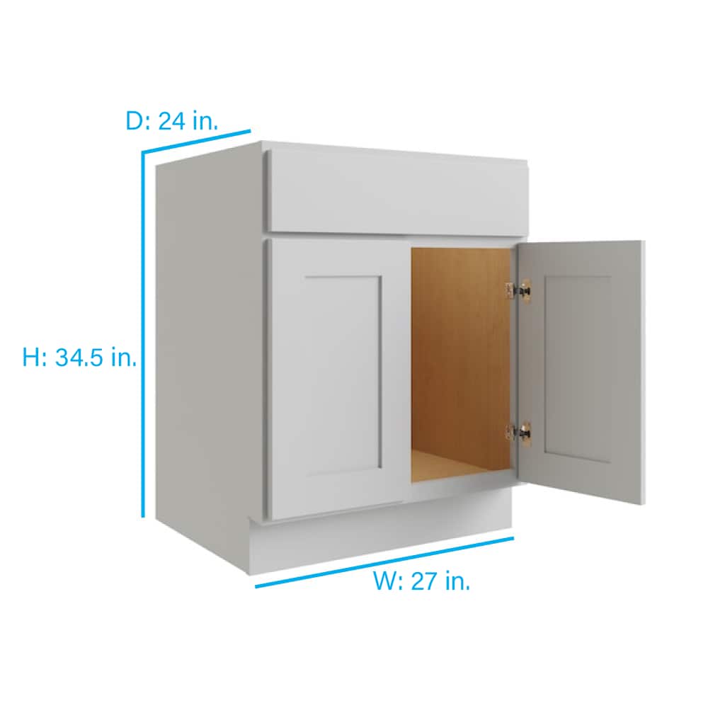 RELIABILT Parkstone 27-in W x 34.5-in H x 24-in D Grey Base Fully Assembled Plywood Cabinet (Flat Panel Shaker Door Style)