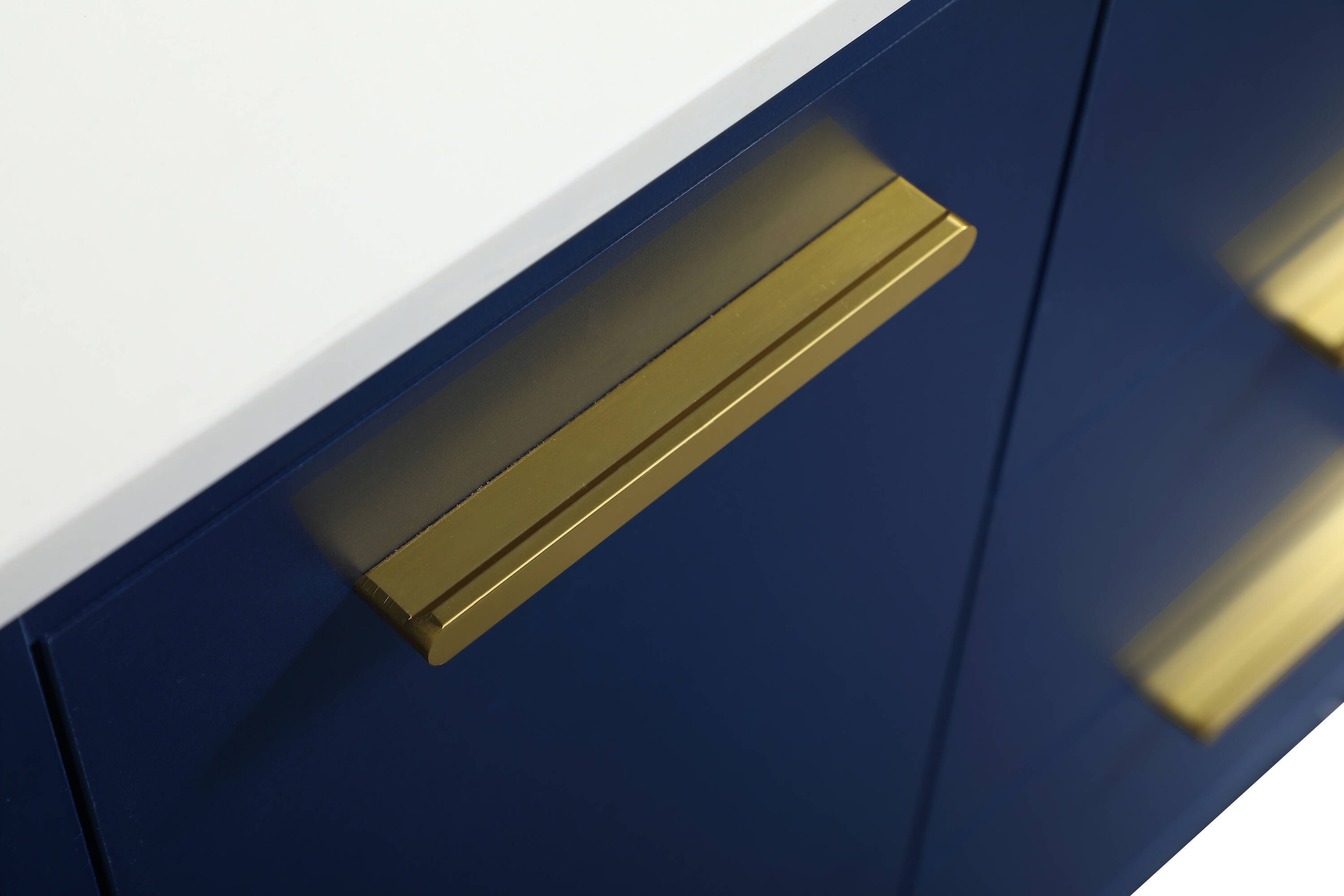 Blue Solid Wood and MDF Bathroom Vanity with Gold Accents
