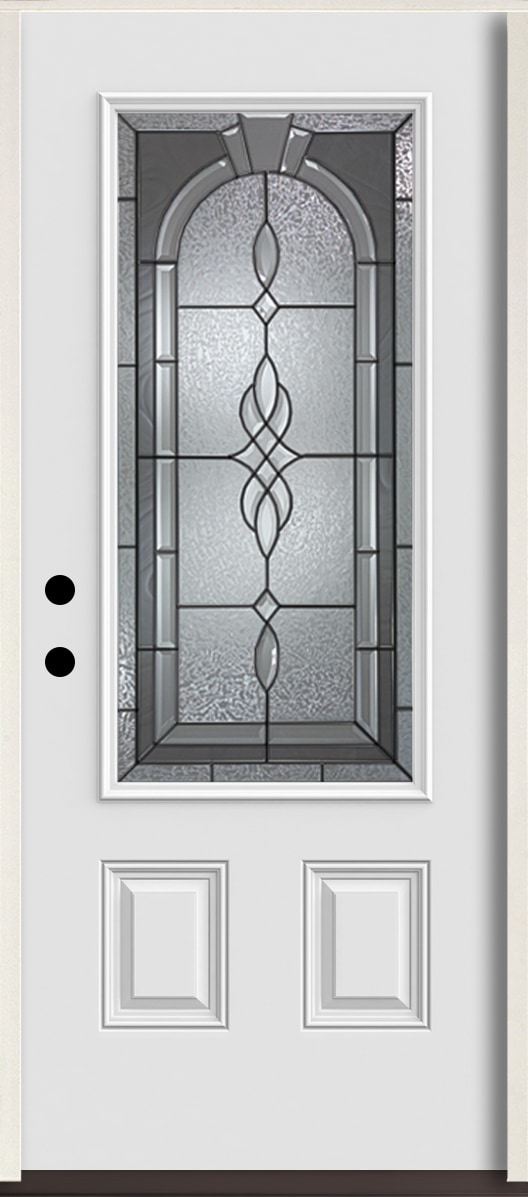 RELIABILT LO963837 Hampton 36-in x 80-in x 4-5/8-in Fiberglass 3/4 lite Right-hand inswing Arctic White Paint Painted Prehung Front Door Insulating core