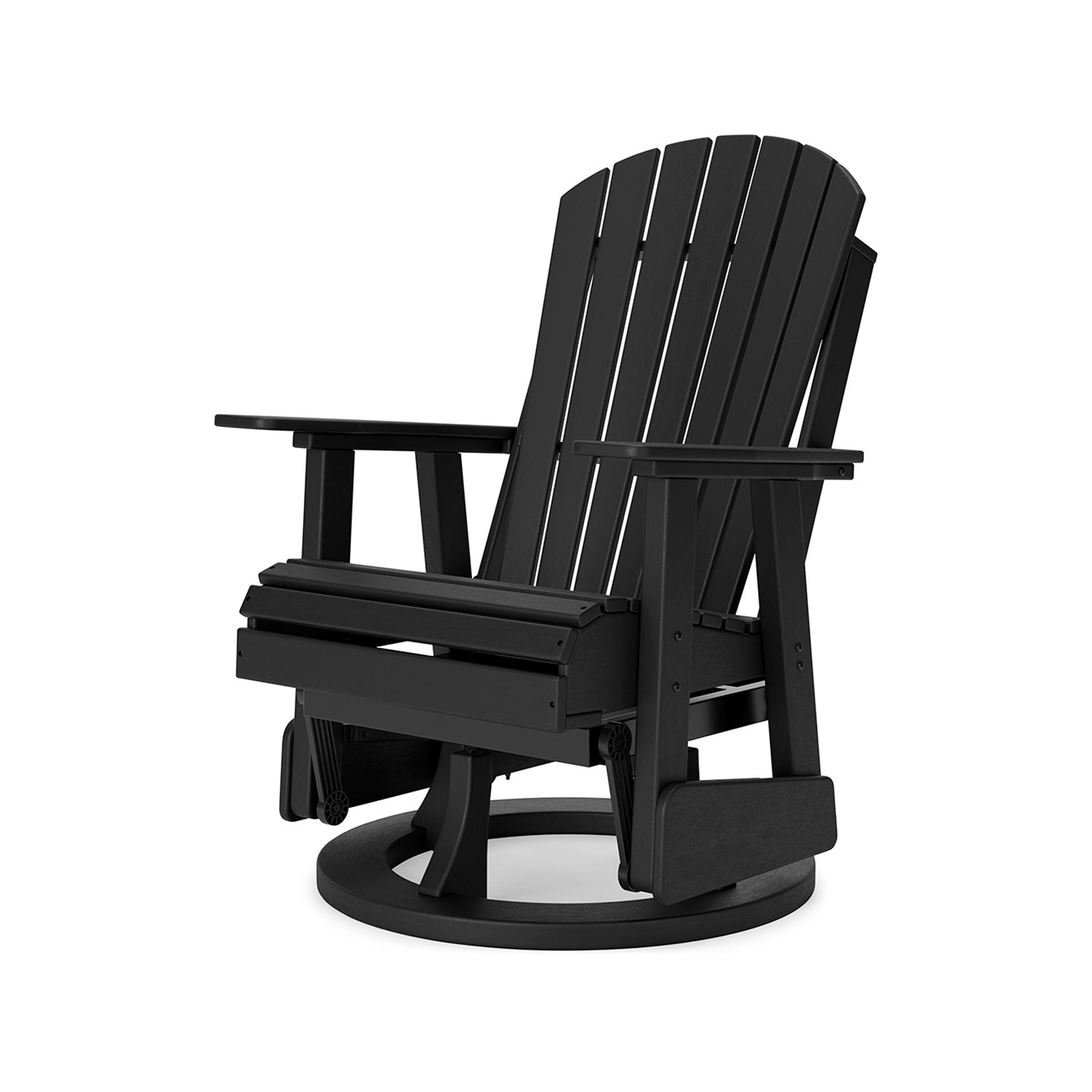Black HDPE Outdoor Swivel Glider Chair with Adirondack Design