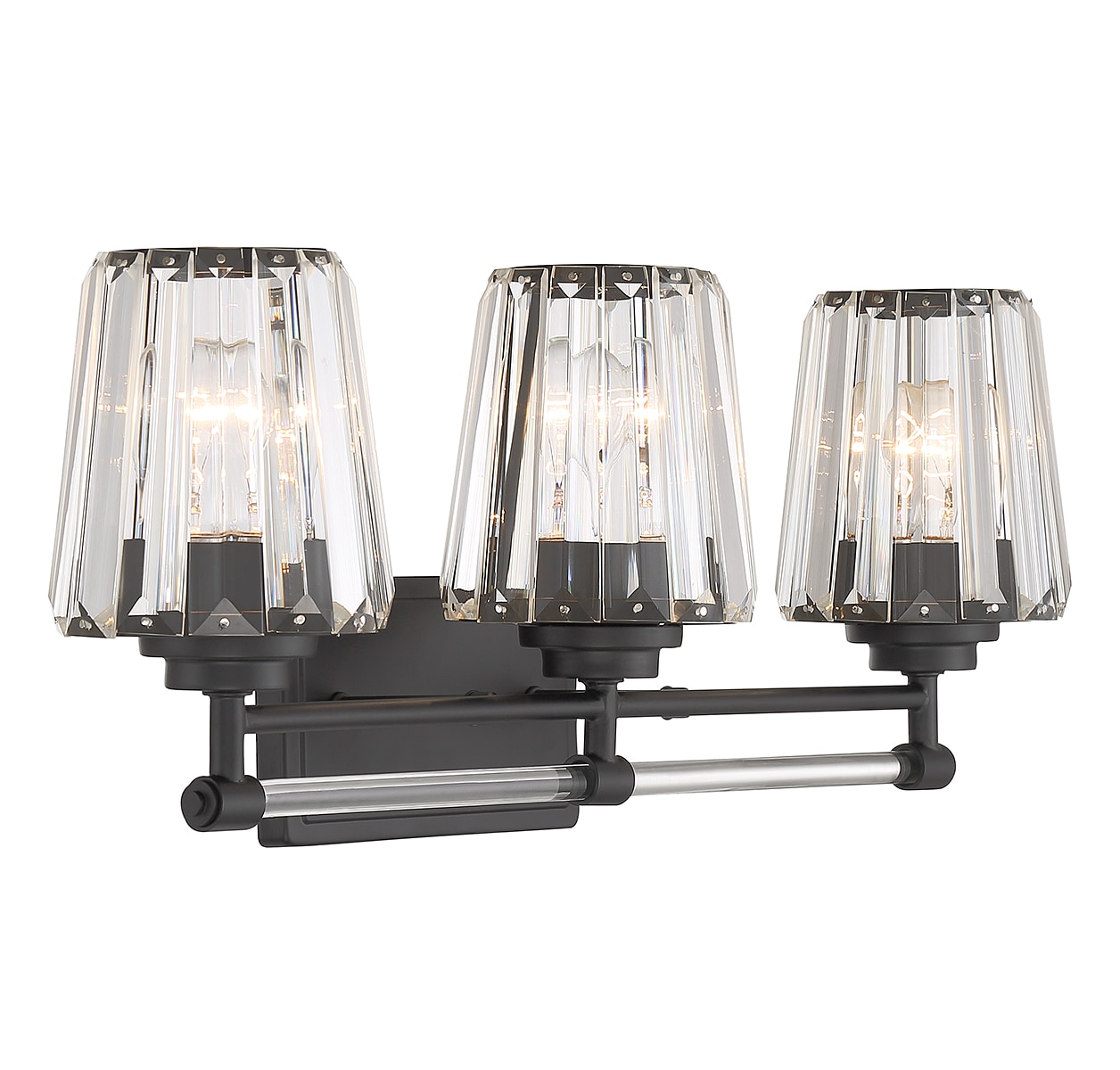 Matte Black 3-Light Vanity with Clear Crystal Shades