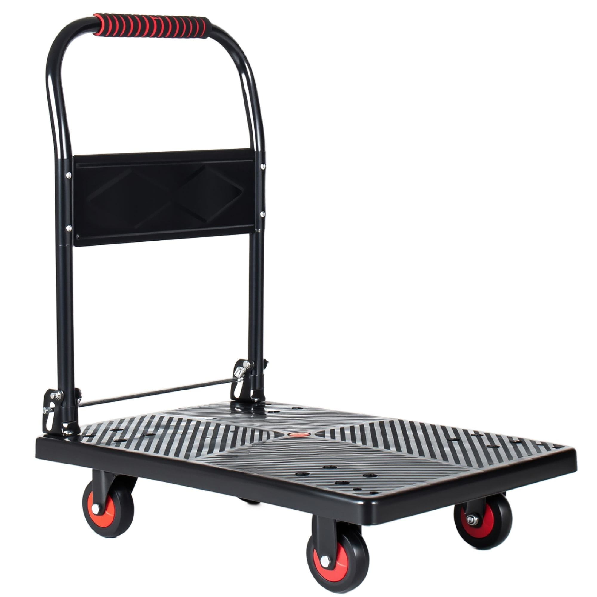 JUSHUA 28 and 3 Quarter inch Platform Truck Foldable Handcart with TPR Wheels and 330 lbs Capacity