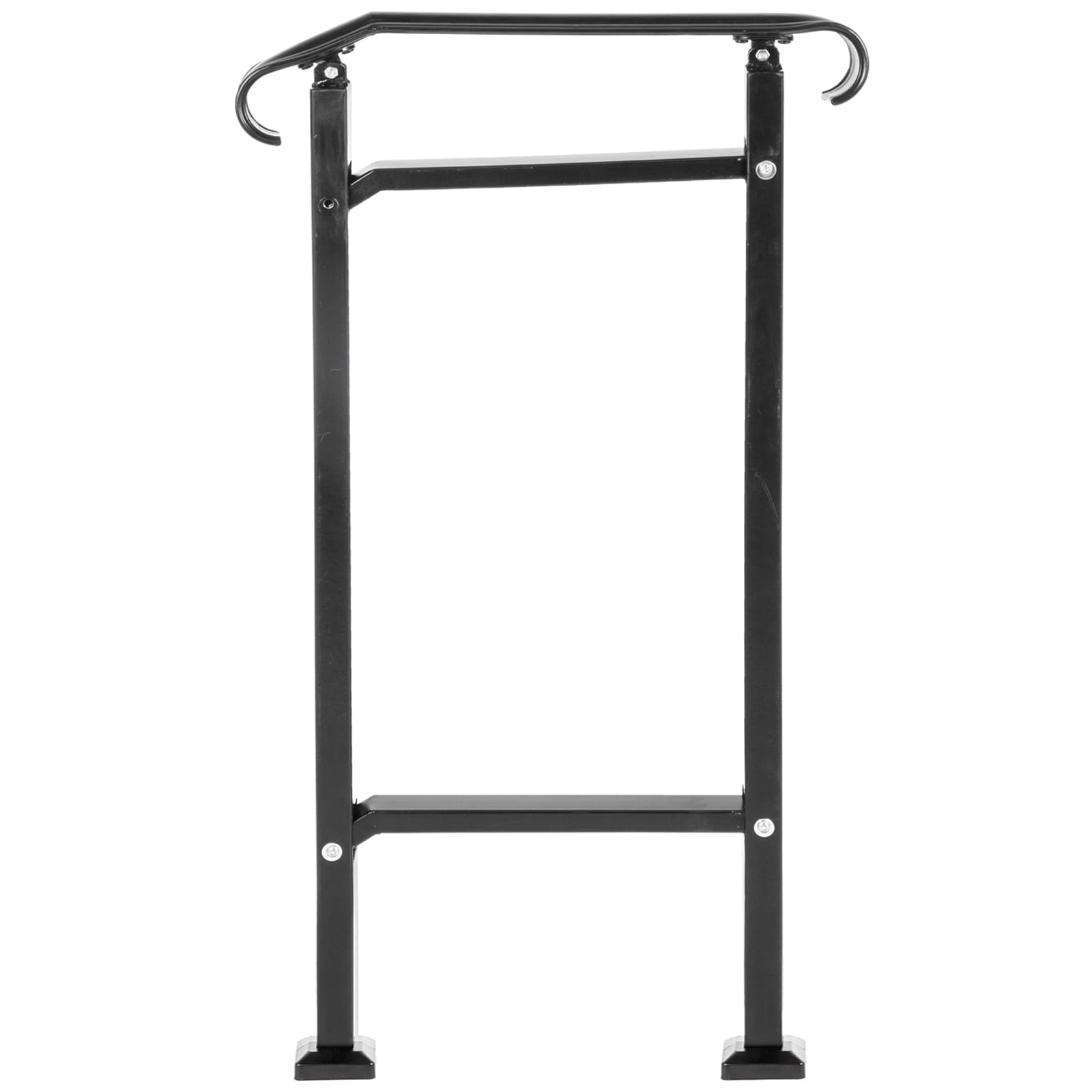 VEVOR SCLTFSLDS1BM01179V0 Outdoor Stair Railing  Fit 1 or 2 Steps Wrought Iron Handrail  Adjustable Front Porch Hand Railings  Black Transitional Hand Rail for Concrete Steps or Wooden Stairs with Installation Kit