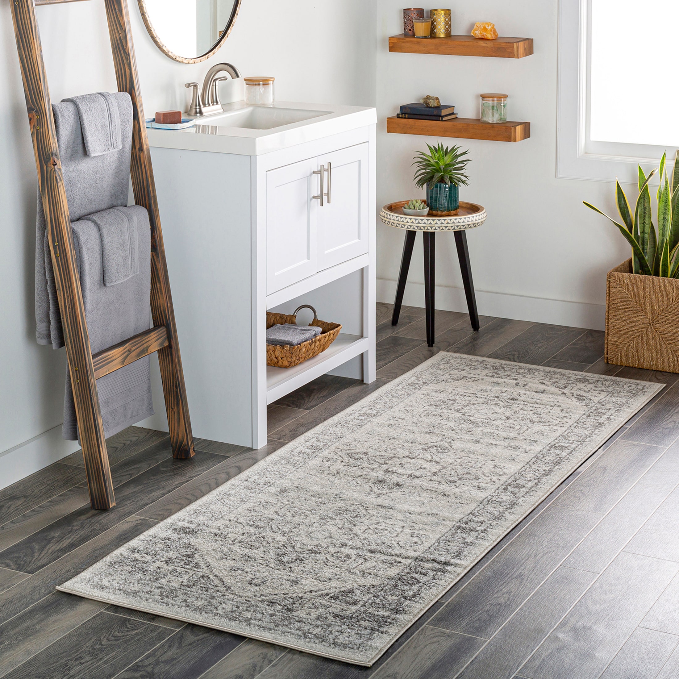 Livabliss CHE2312-2773 Chester 3 x 8 (ft) Polypropylene Gray Rectangular Indoor Medallion Oriental Area rug