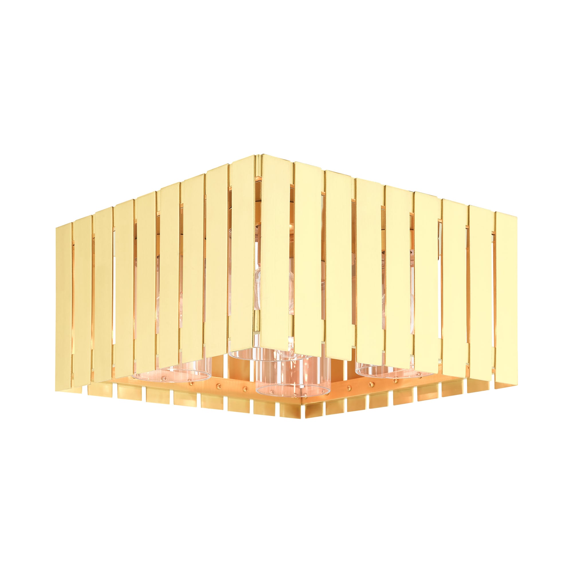 Satin Brass Greenwich Geometric 4-Light Indoor/Outdoor Flush Mount