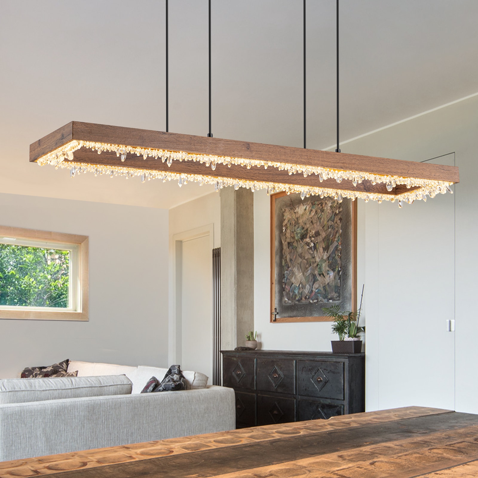 EDISLIVE Y81010000060508 1 -Light Wood Modern/contemporary Linear Large Hanging Kitchen island light