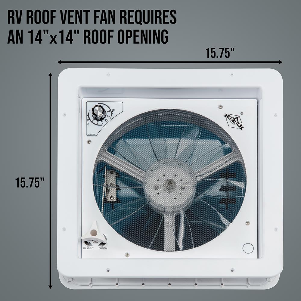 RV Roof Vent Fan, 14×14 RV Air Vent Ventilation 10 Speed Intake & Exhaust  Camp