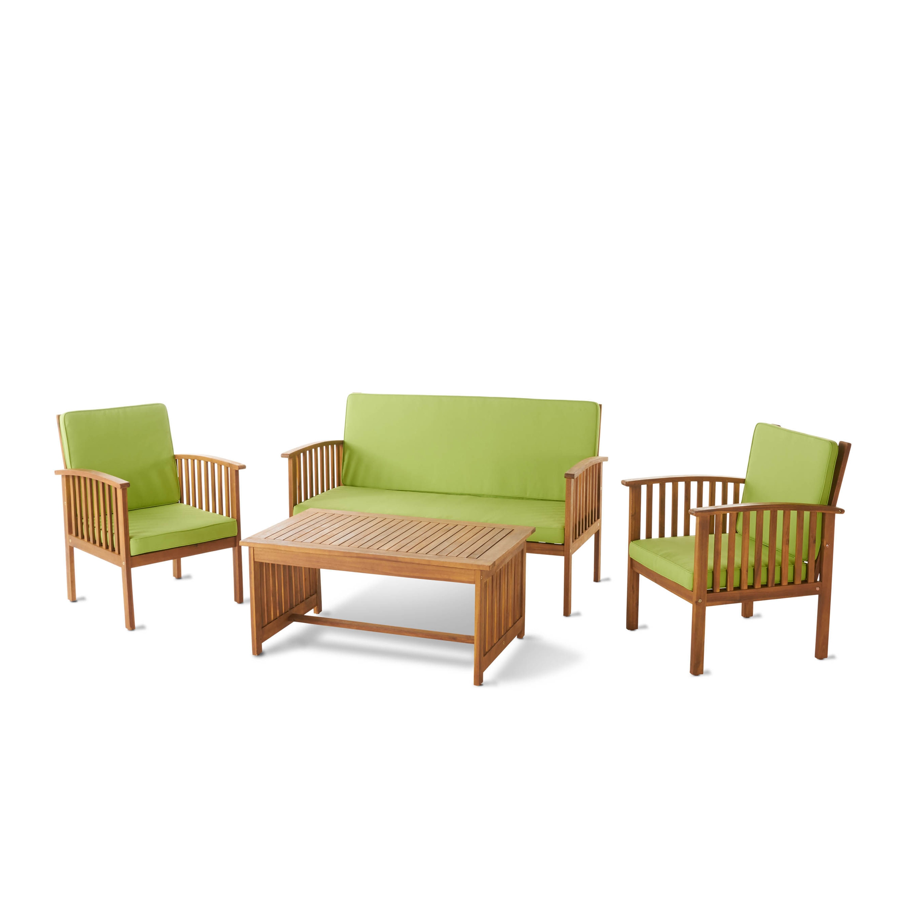 AHIOU HOME ZAAHG-59116LGRNSF Barton 4 -Piece Patio Conversation Set with Green Cushions