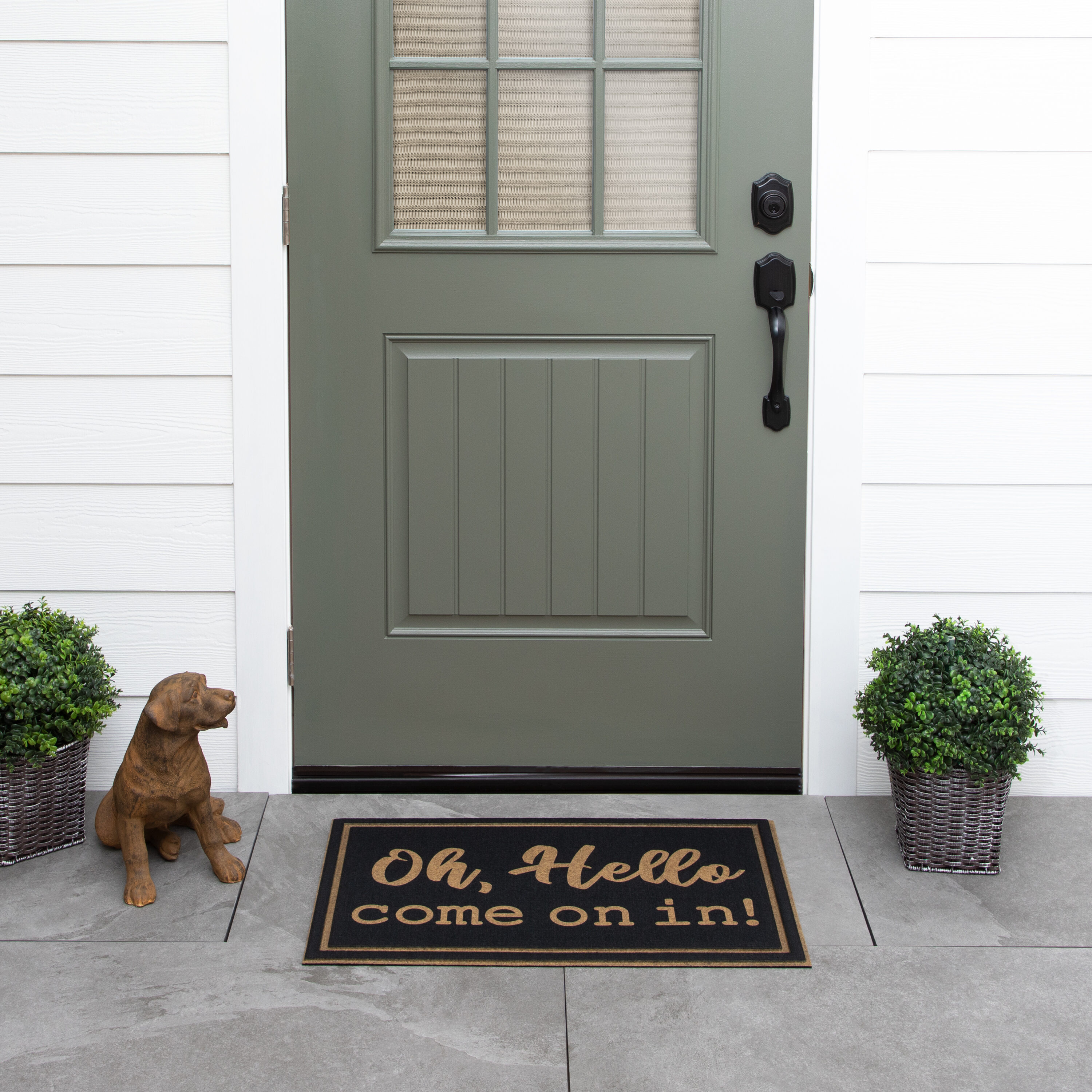 Style Selections 2-ft x 3-ft Espresso Rectangular Indoor Decorative Welcome  Door Mat in the Mats department at