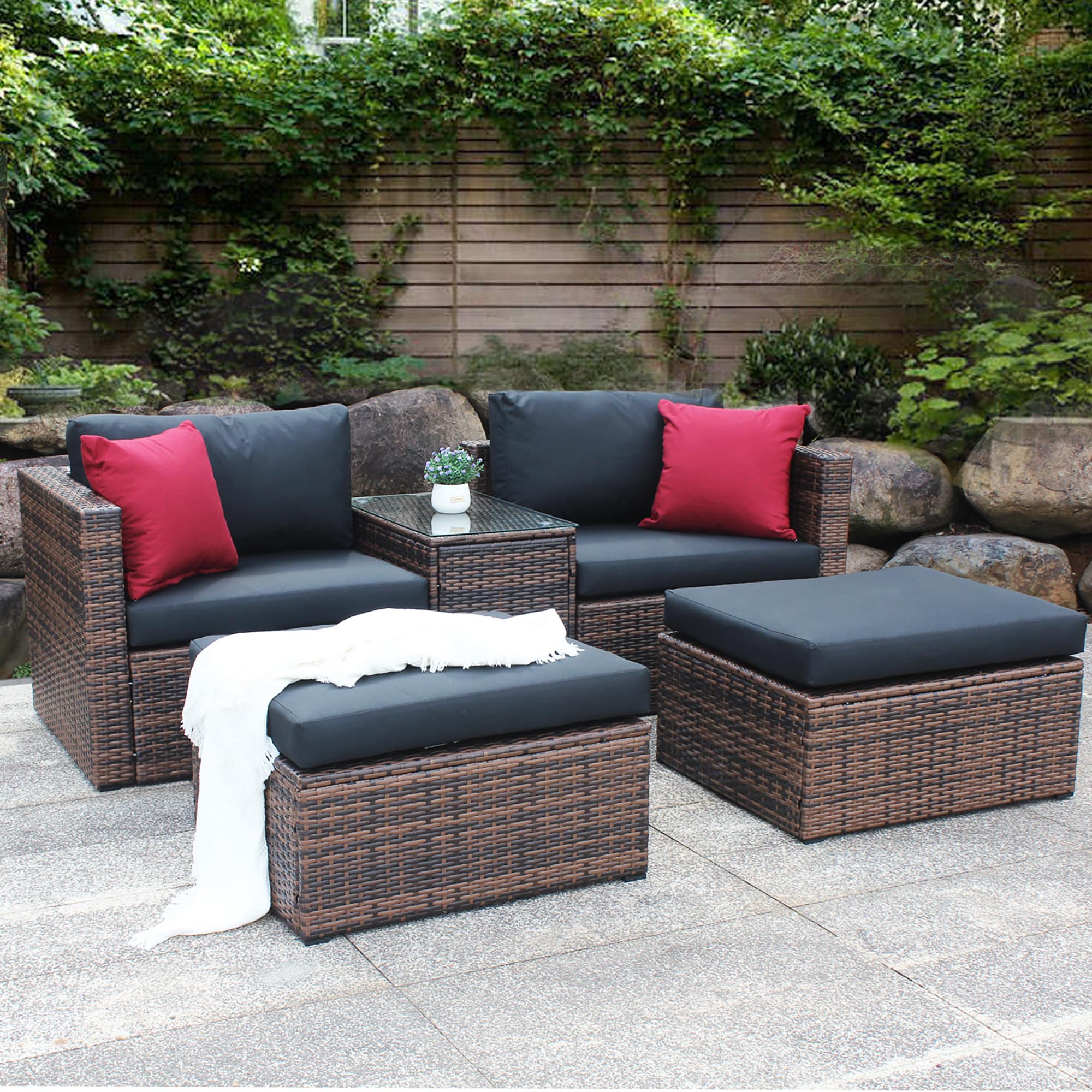 Lowes outdoor deals wicker furniture sets