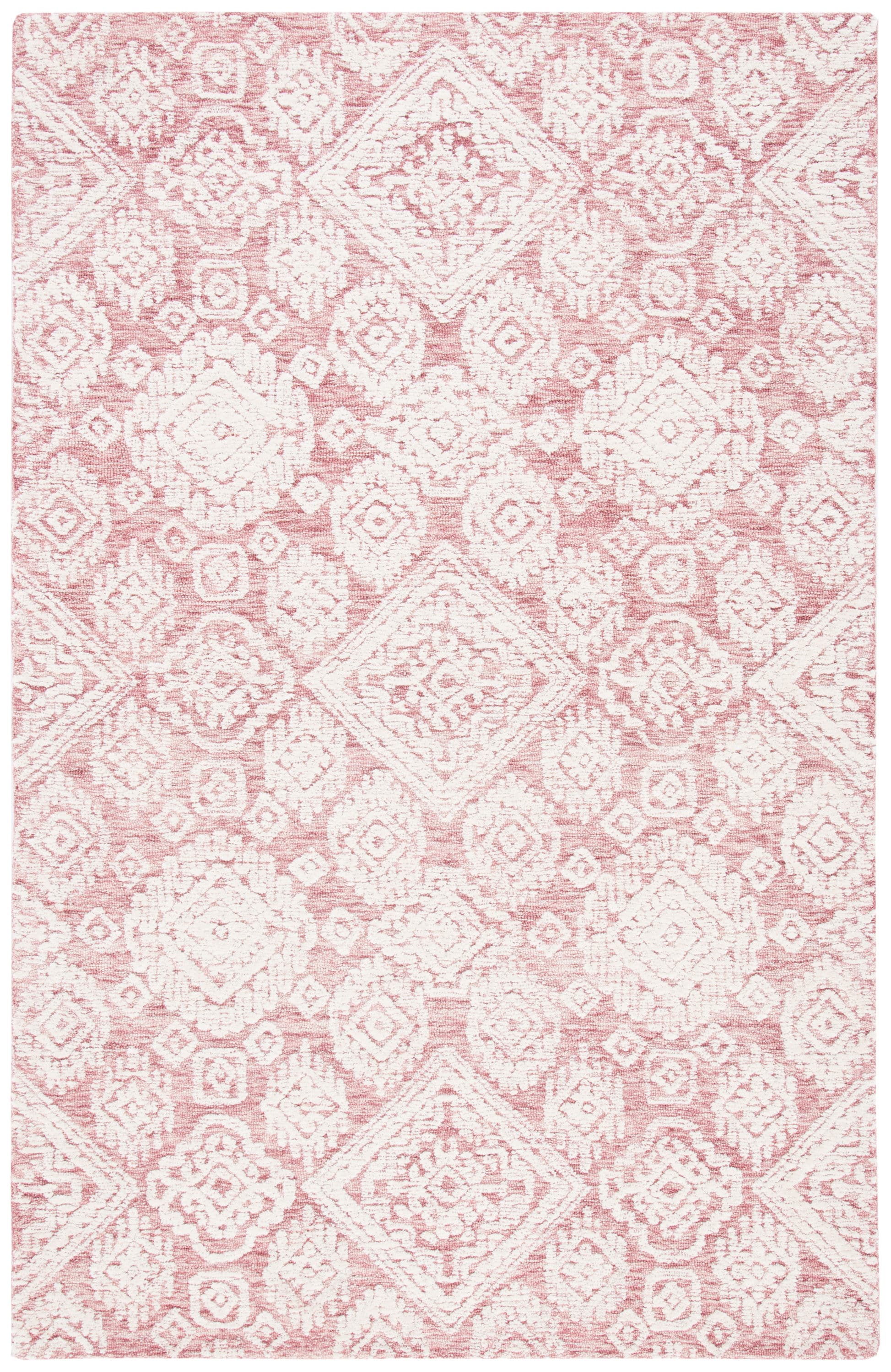 Safavieh MET987U-6 Metro Gien 6 x 9 (ft) Tufted Wool Dark Pink/Ivory Rectangular Indoor Abstract Bohemian/Eclectic Area rug