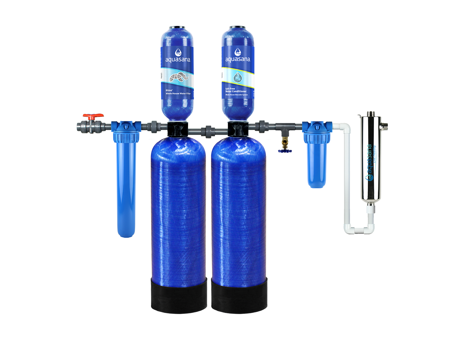 Rhino Five-stage 14.7-GPM Kdf Whole House Water Filtration System in Blue | - Aquasana WH-WELL-CT-UV