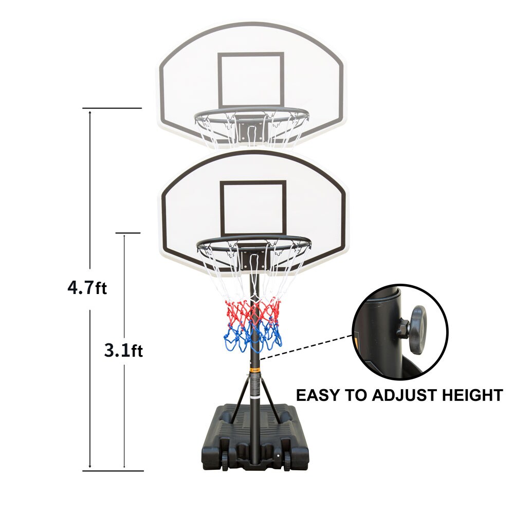 Runesay Adjustable Height Portable Basketball System with Polycarbonate ...