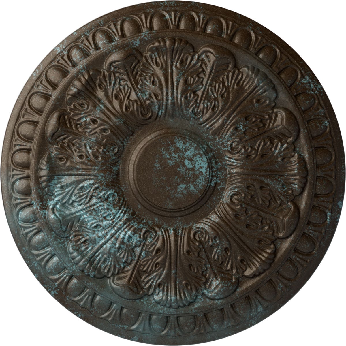 Ekena Millwork CM15CNBBS Colton 15.75-in W x 15.75-in L Painted Bronze Blue Patina Polyurethane Whole Ceiling Medallion