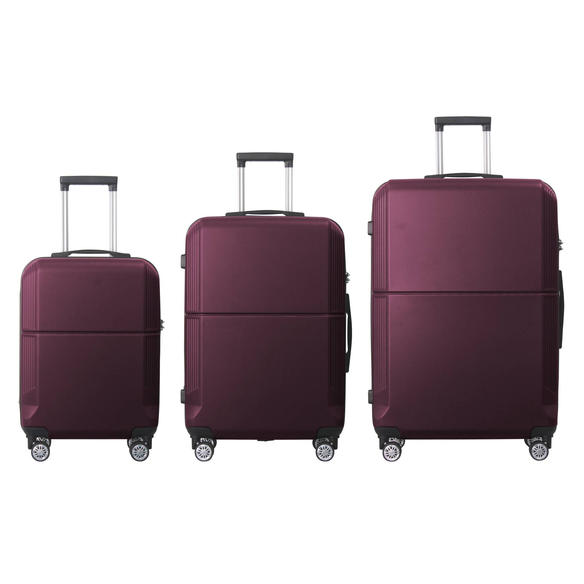 Tinyhomie PURPLE 3-Piece Premium ABS Luggage Set-20in 24in and 28in Suitcases with Multi-Position Handle Silent Spinner Wheels and TSA-Approved Lock-Durable Stylish and Spacious Travel Gear