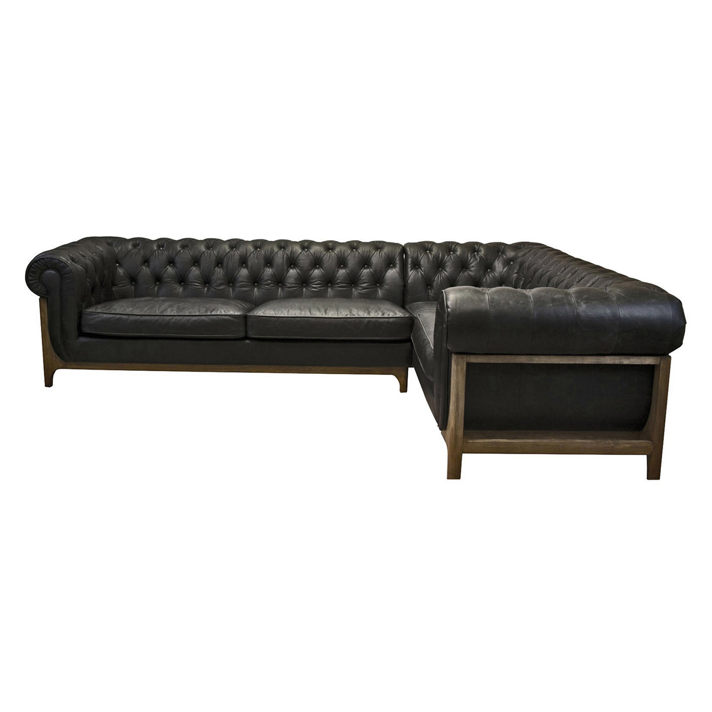 Primitive PC2570610 114-in Craftsman Black Genuine Leather 6+-seater Sectional
