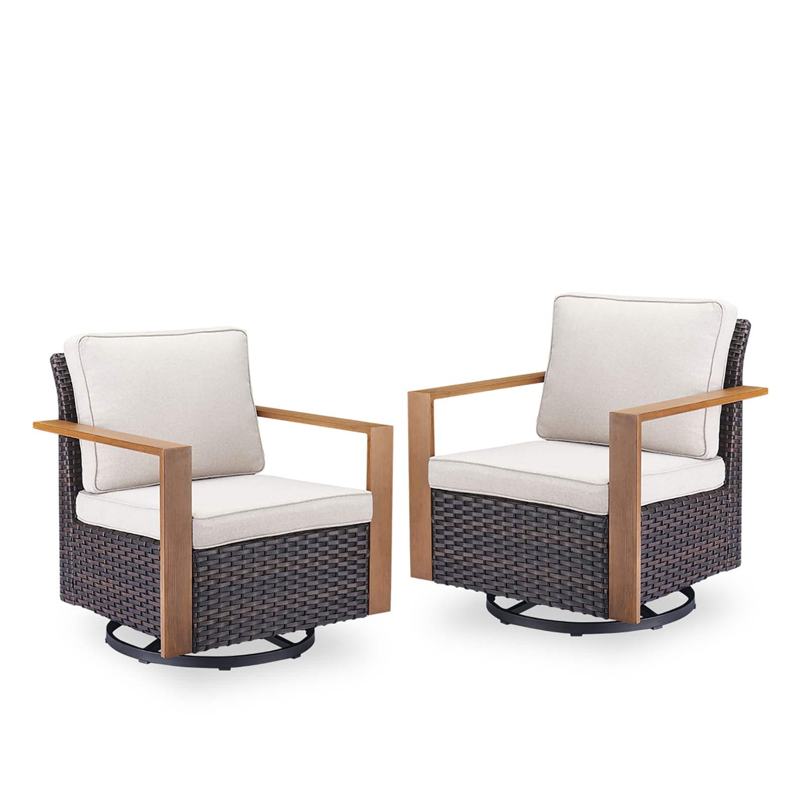 Rilyson KUANG Set of 2 Wicker Brown Wicker Frame Swivel