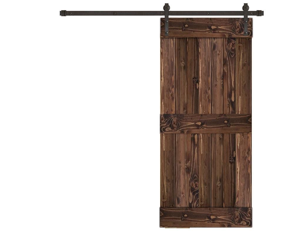 Creative Entryways Sliding Barn Door 32 In X 80 In Espresso 2 Panel Stained Pine Wood Single Barn Door Hardware Included In The Barn Doors Department At Lowes Com