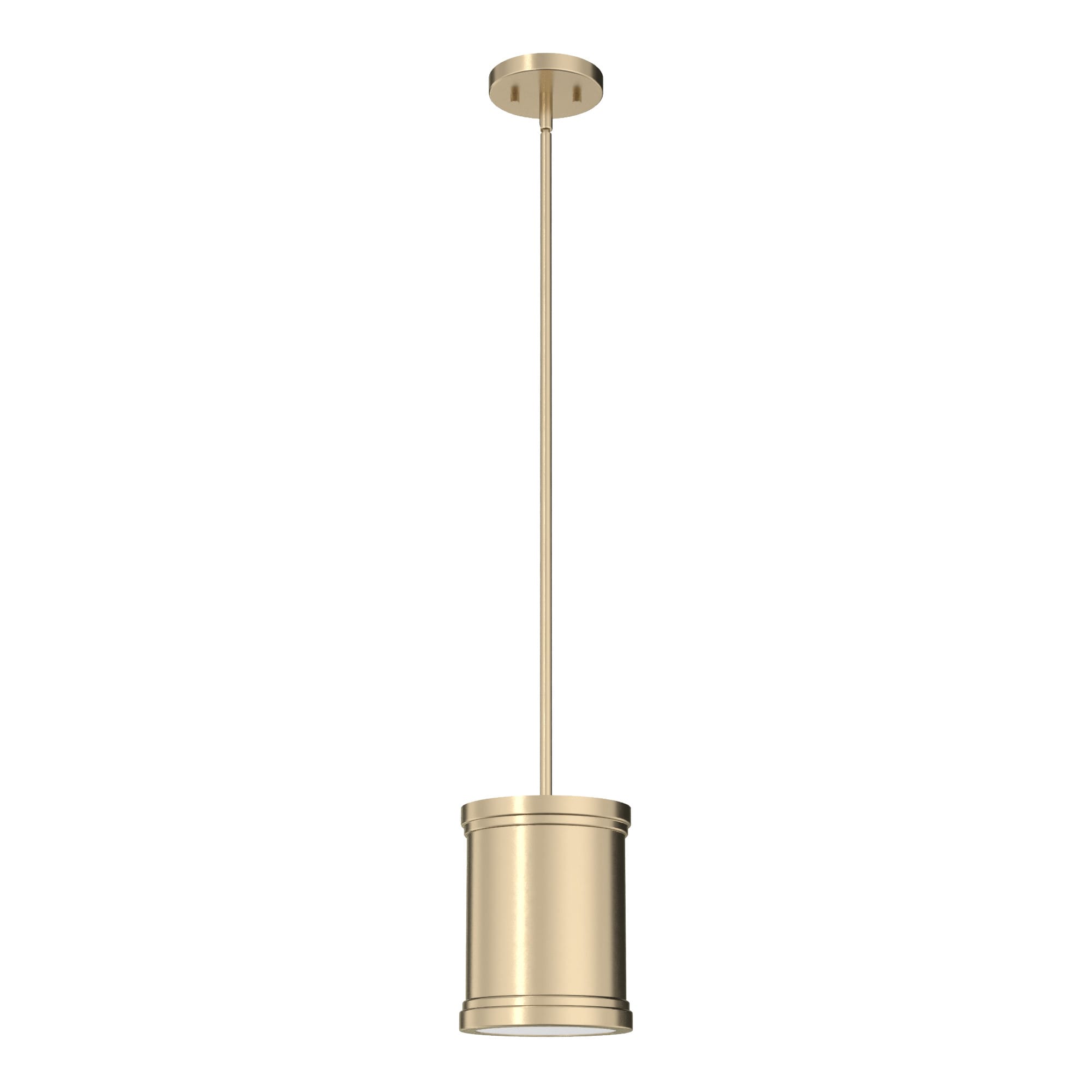Alturas Gold Painted Cased White Glass Drum Pendant Light