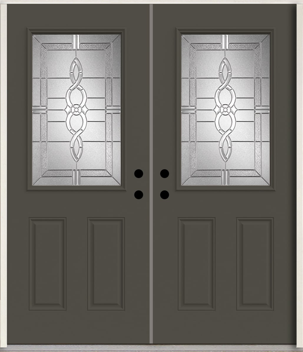 RELIABILT LO963578 Calista 72-in x 80-in x Fiberglass Half lite Left-hand inswing Thunder Gray Paint Painted Prehung Double Front Door Insulating core