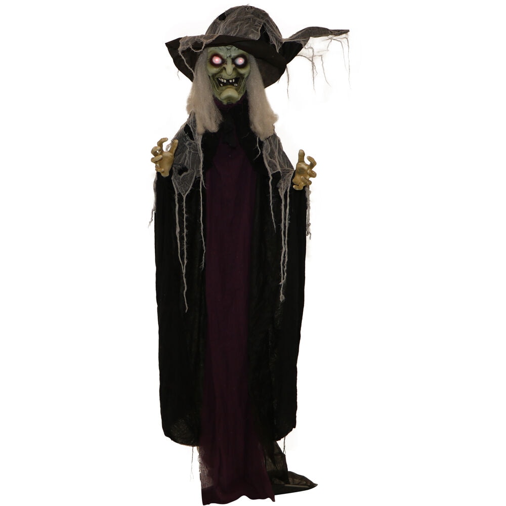 Haunted Hill Farm 75-in Talking Lighted Animatronic Witch Free Standing ...