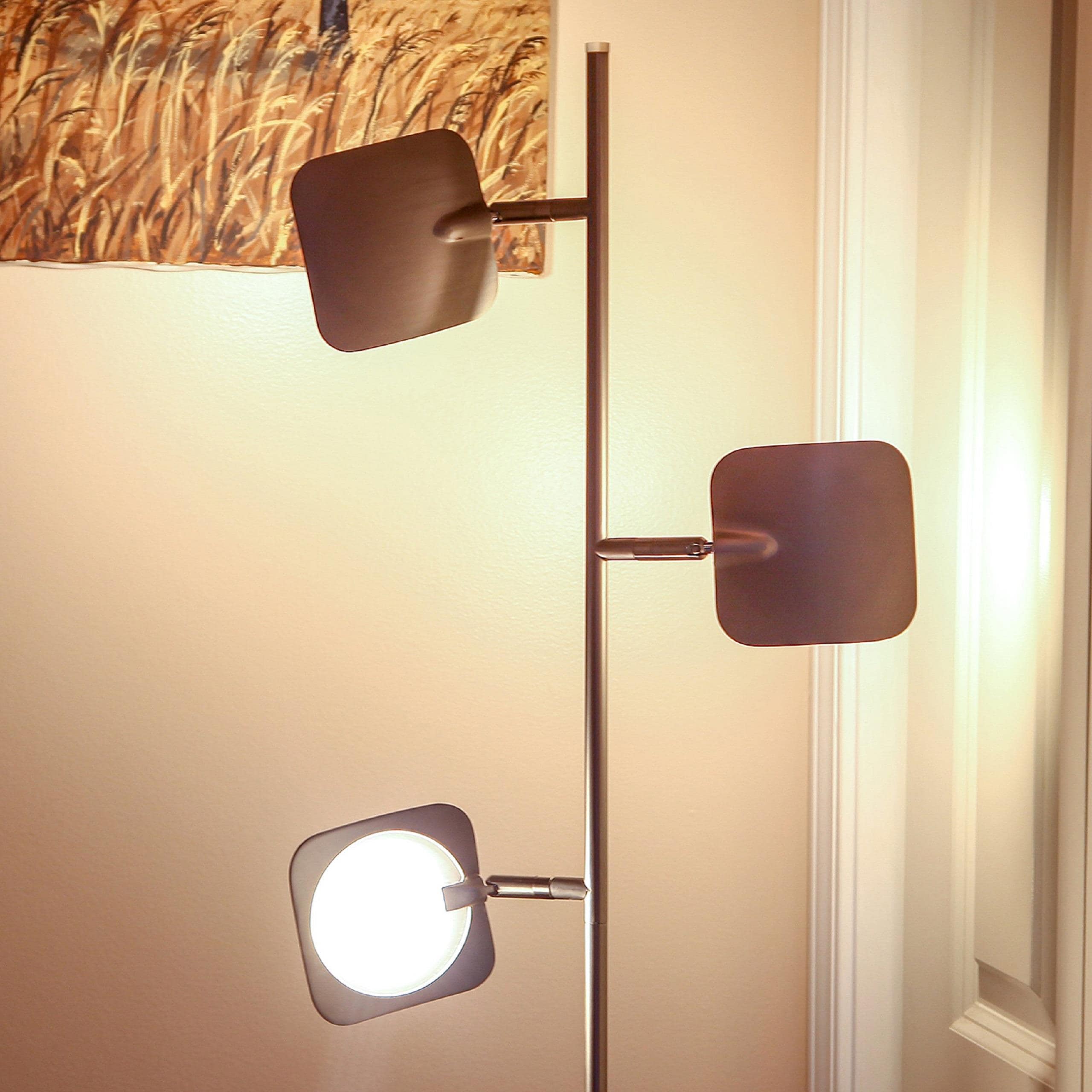White Adjustable Multi-Head LED Floor Lamp with 3-Way Switch