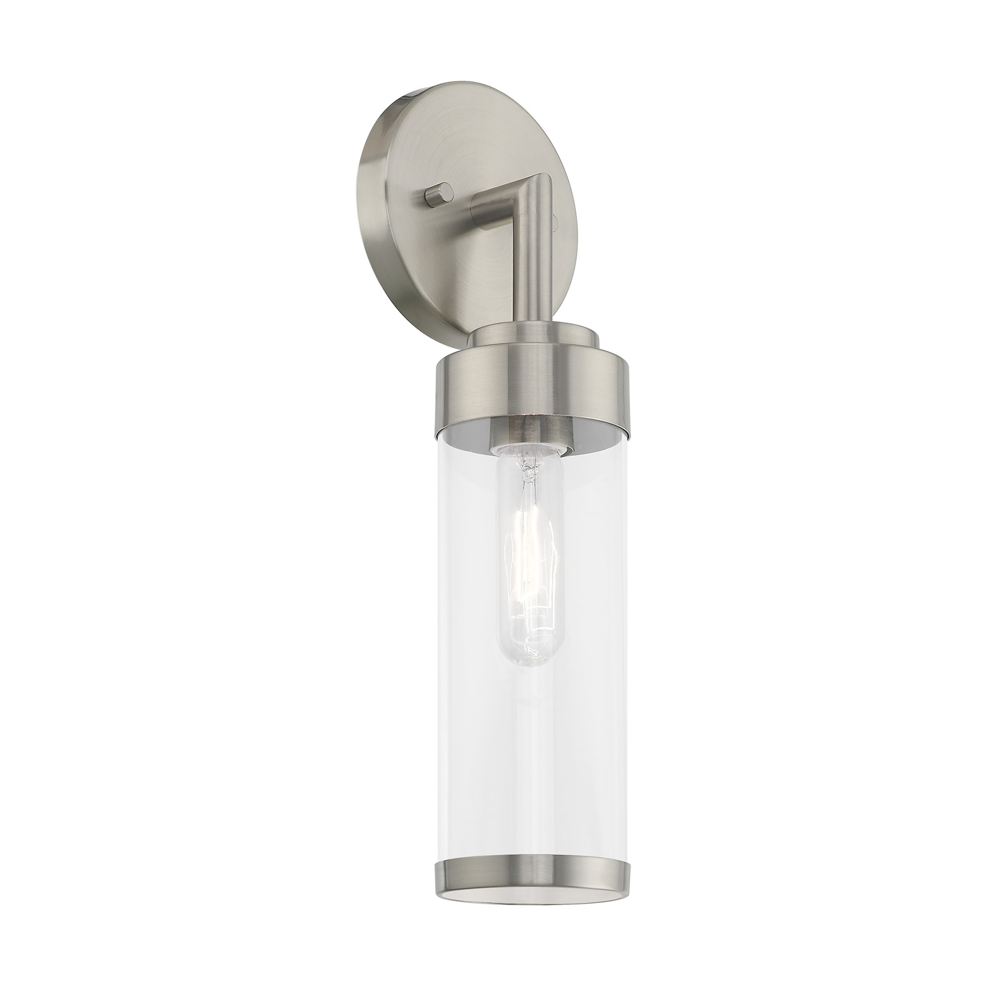 Hillcrest Brushed Nickel 1-Light Wall Sconce with Clear Glass Shade