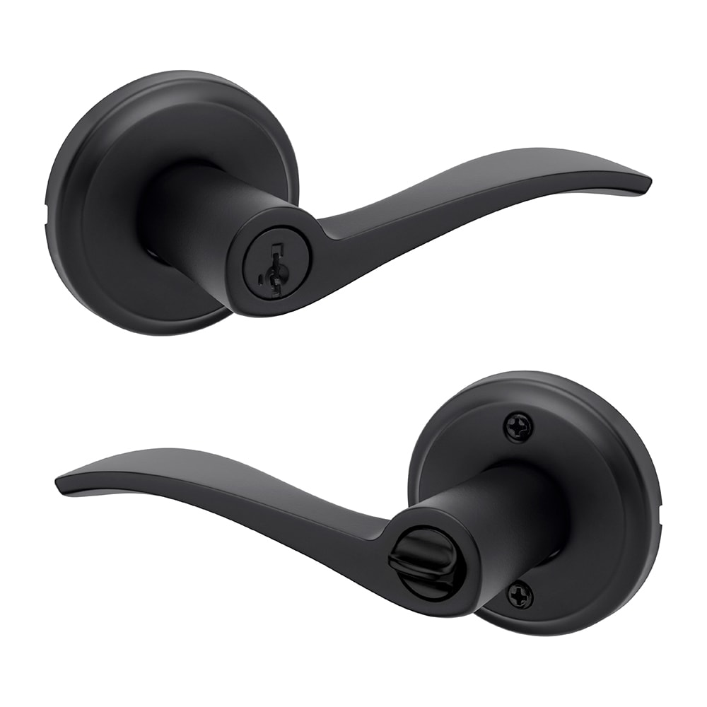 Kwikset Signature Series 97403-070 Sedona Matte Black Interior/Exterior Keyed entry Door Handle with SmartKey