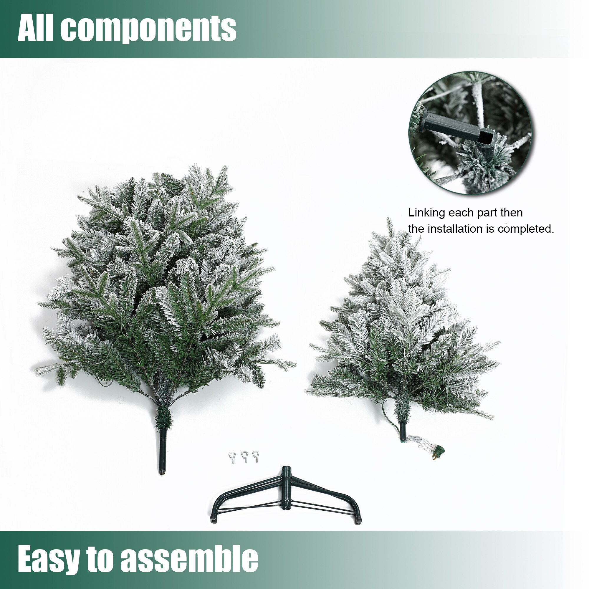 5ft White Flocked Fir Artificial Christmas Tree with LED Lights