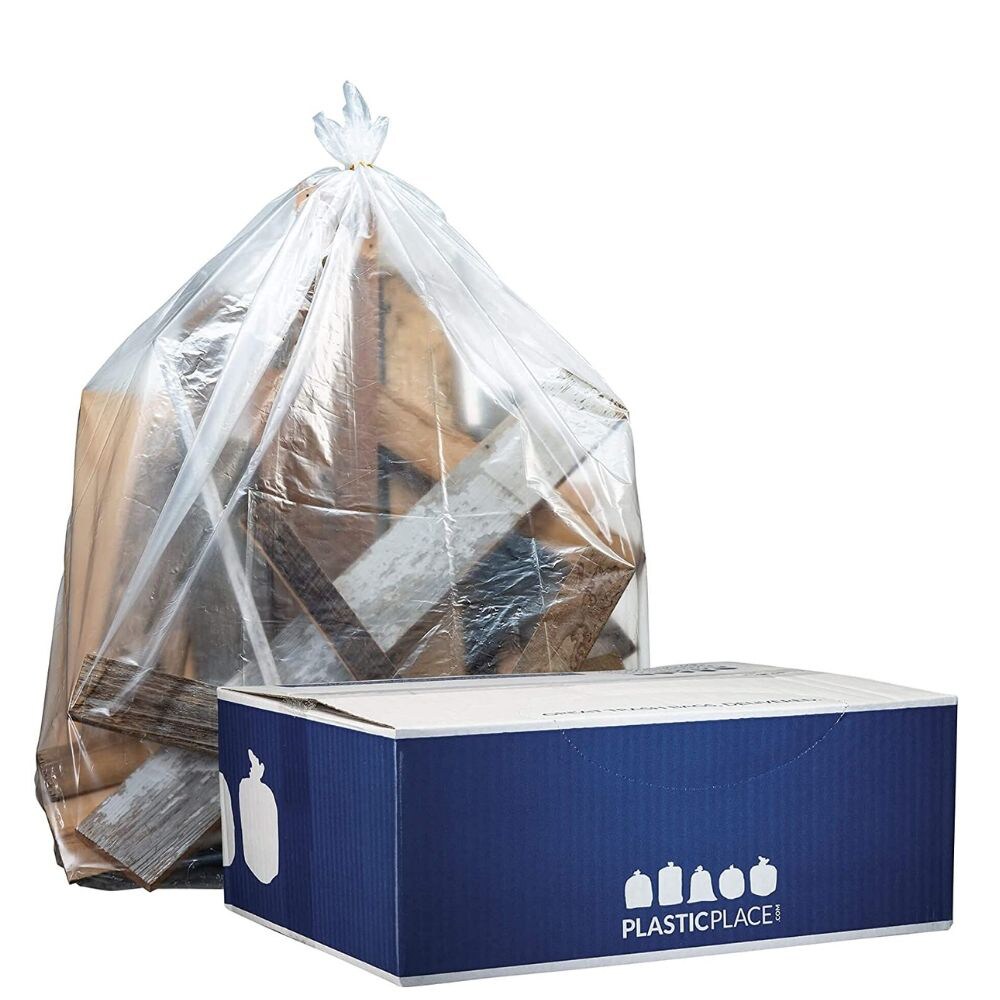 CLEAR 95 Gallon Trash Cart Bags 2 MIL Gauge 10 Count Pack