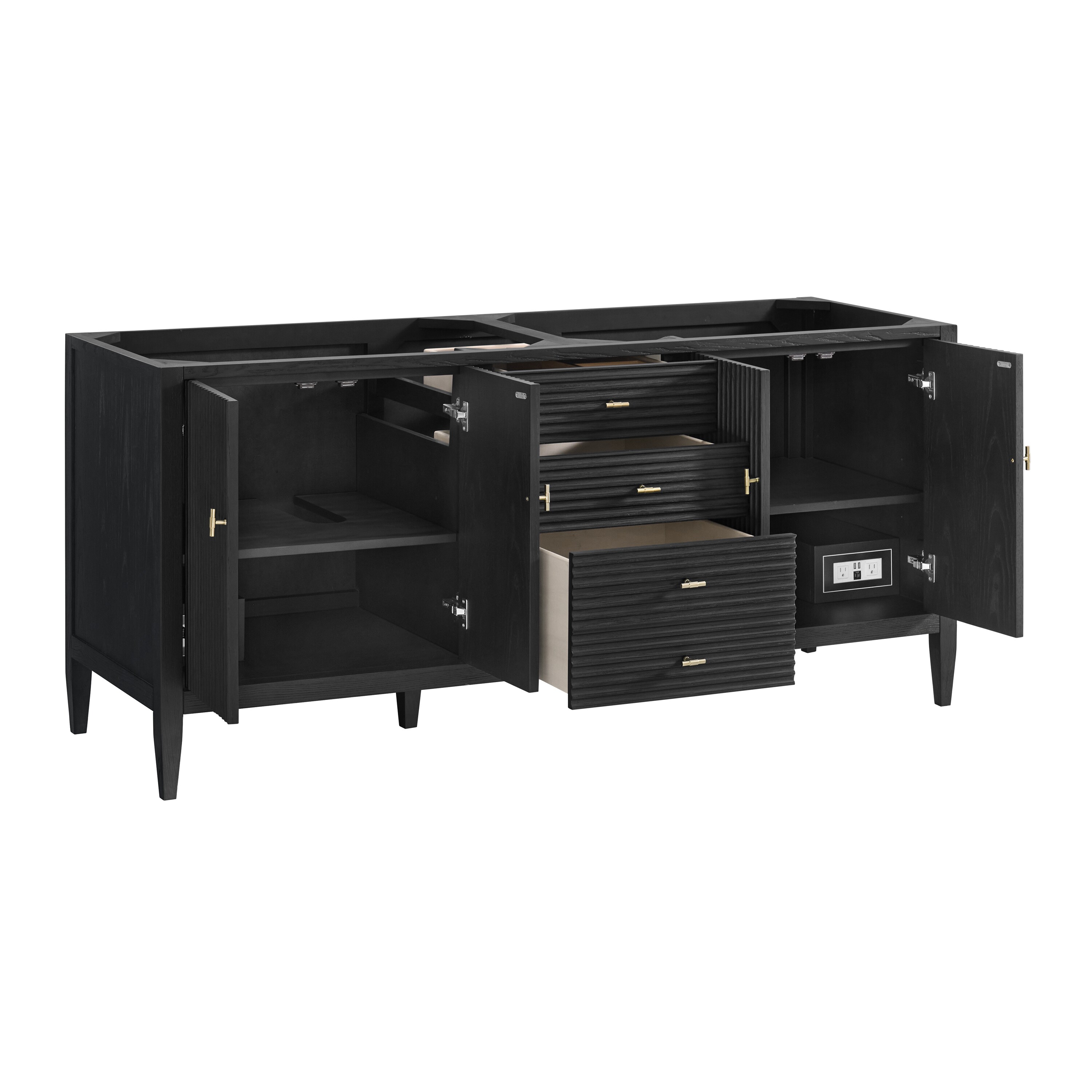 James Martin Vanities 485-V72-CBO Myrrin 72-in Carbon Oak Bathroom Vanity Base Cabinet without Top