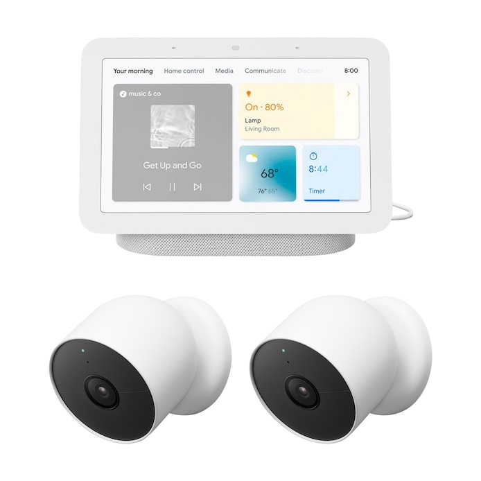 Shop Google Nest Hub 2nd Gen in Chalk and Google Nest Cam Battery-Powered  Wireless Smart Home Security Camera 2pk Bundle at