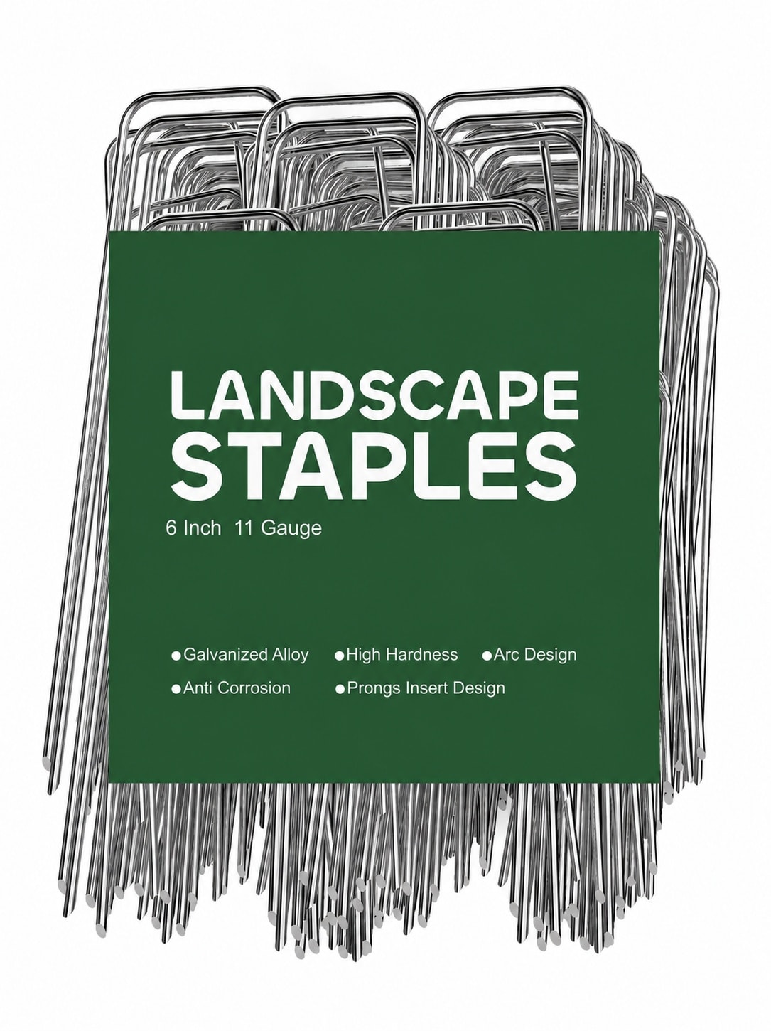 ITOPFOX  50 pack 6 inch landscape staples heavy duty 11 gauge galvanized steel garden stakes for securing weed fabric landscape fabric netting