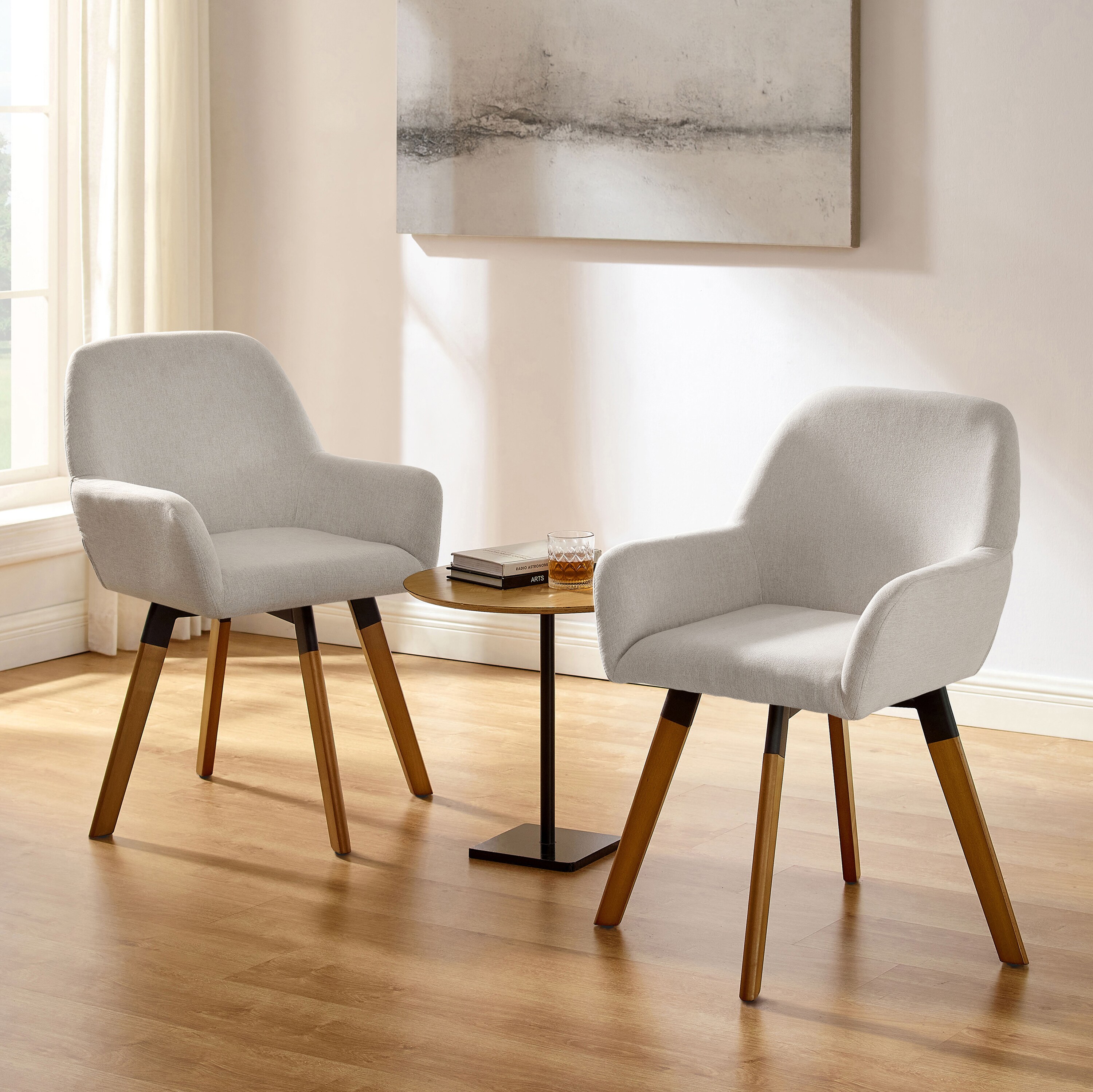 Art Leon Set of 2 Linen Swivel Accent Chair in the Chairs