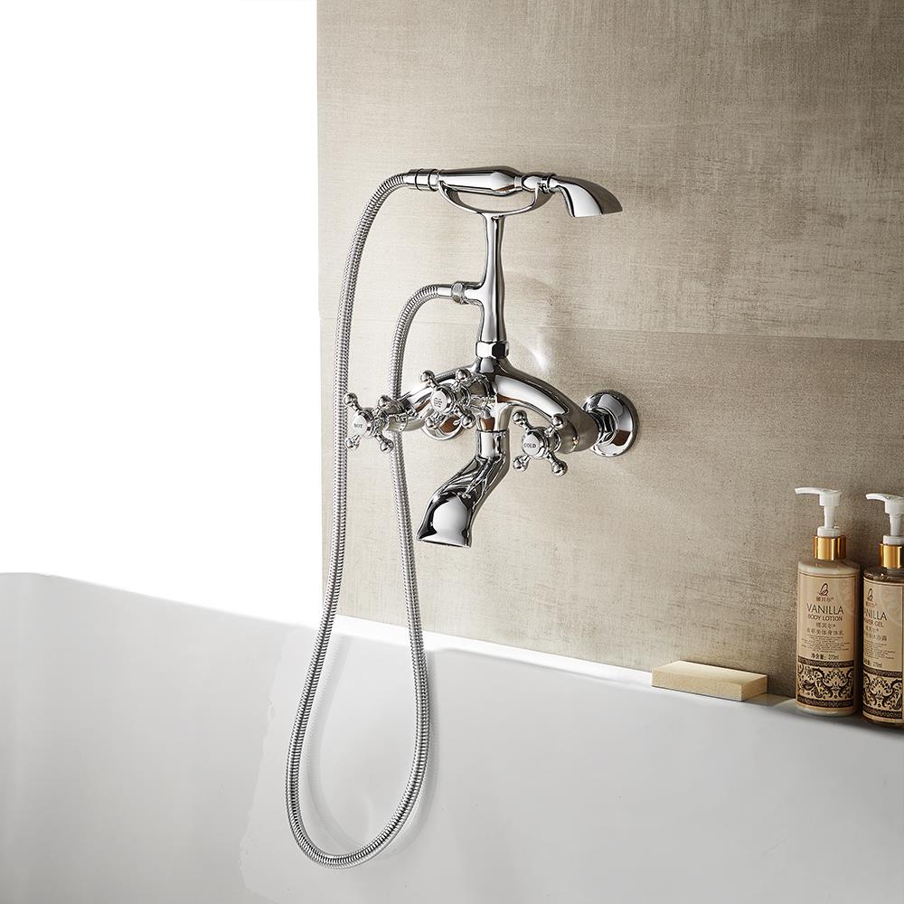 Vinnova 106225-BTF-PC Juniper Polished chrome 2-handle Freestanding High-arc Bathtub Faucet with Hand Shower