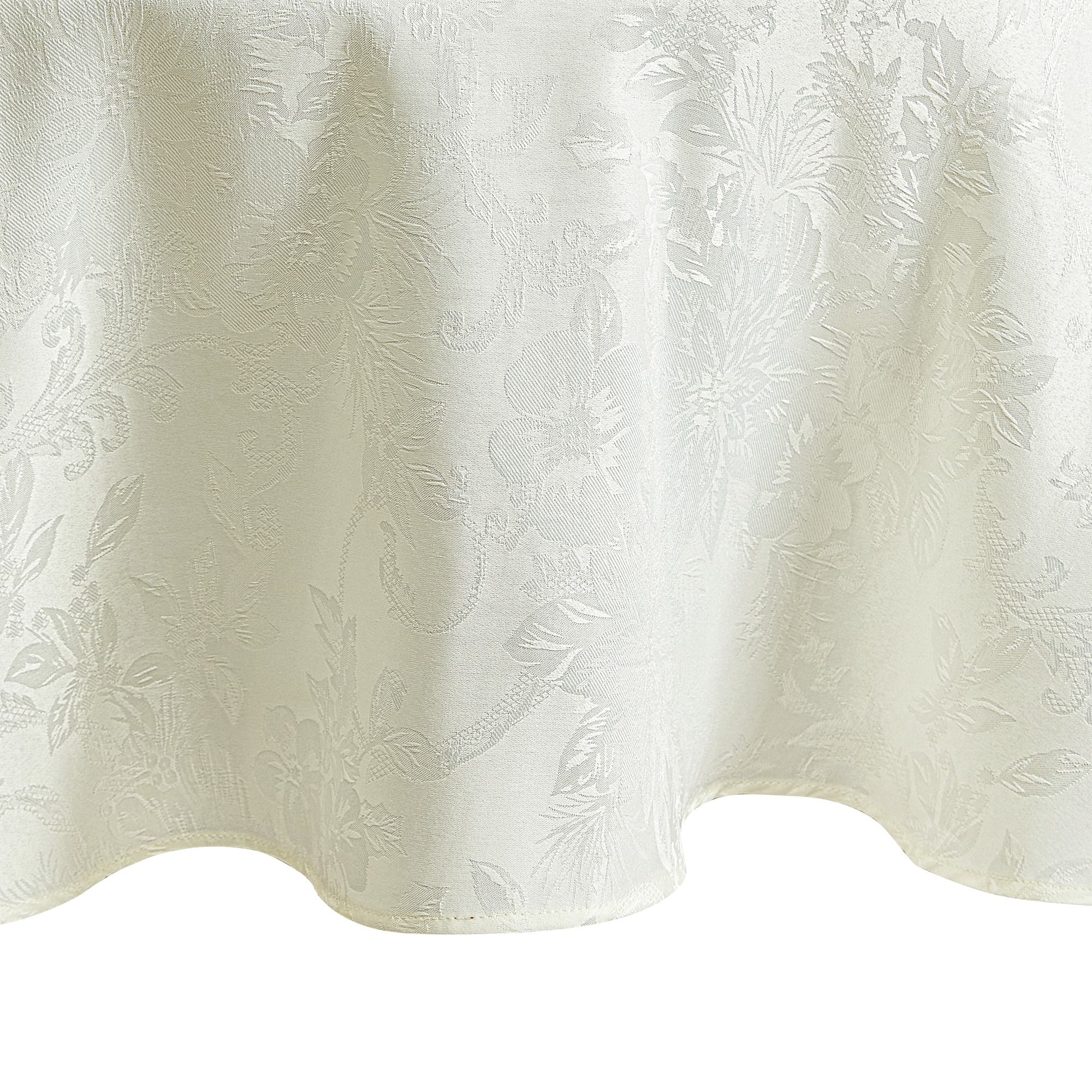 Elrene Home Fashions 739550331684 Poinsettia Elegance Jacquard Holiday 70" Round Indoor Ivory Table Cover for 60-in round