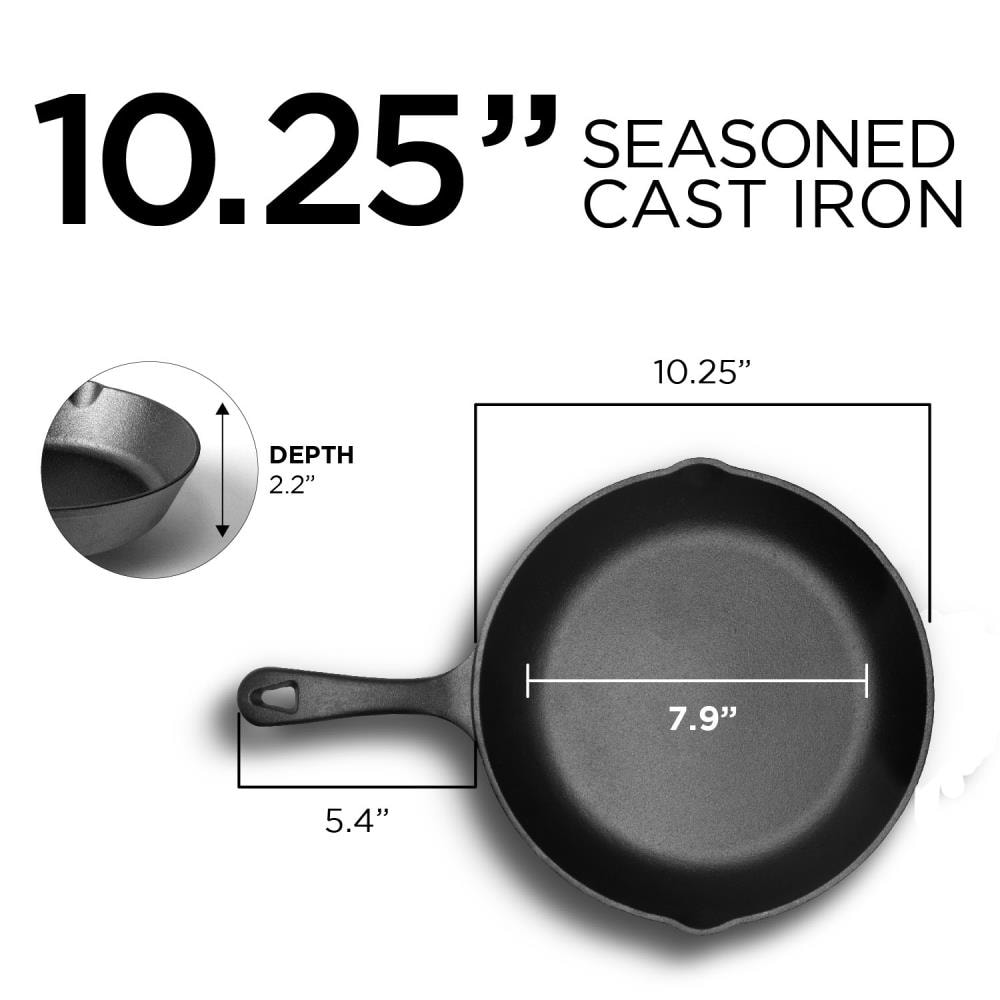 COMMERCIAL CHEF Pre-Seasoned Cast Iron Biscuit Pan with 7 Openings, Black