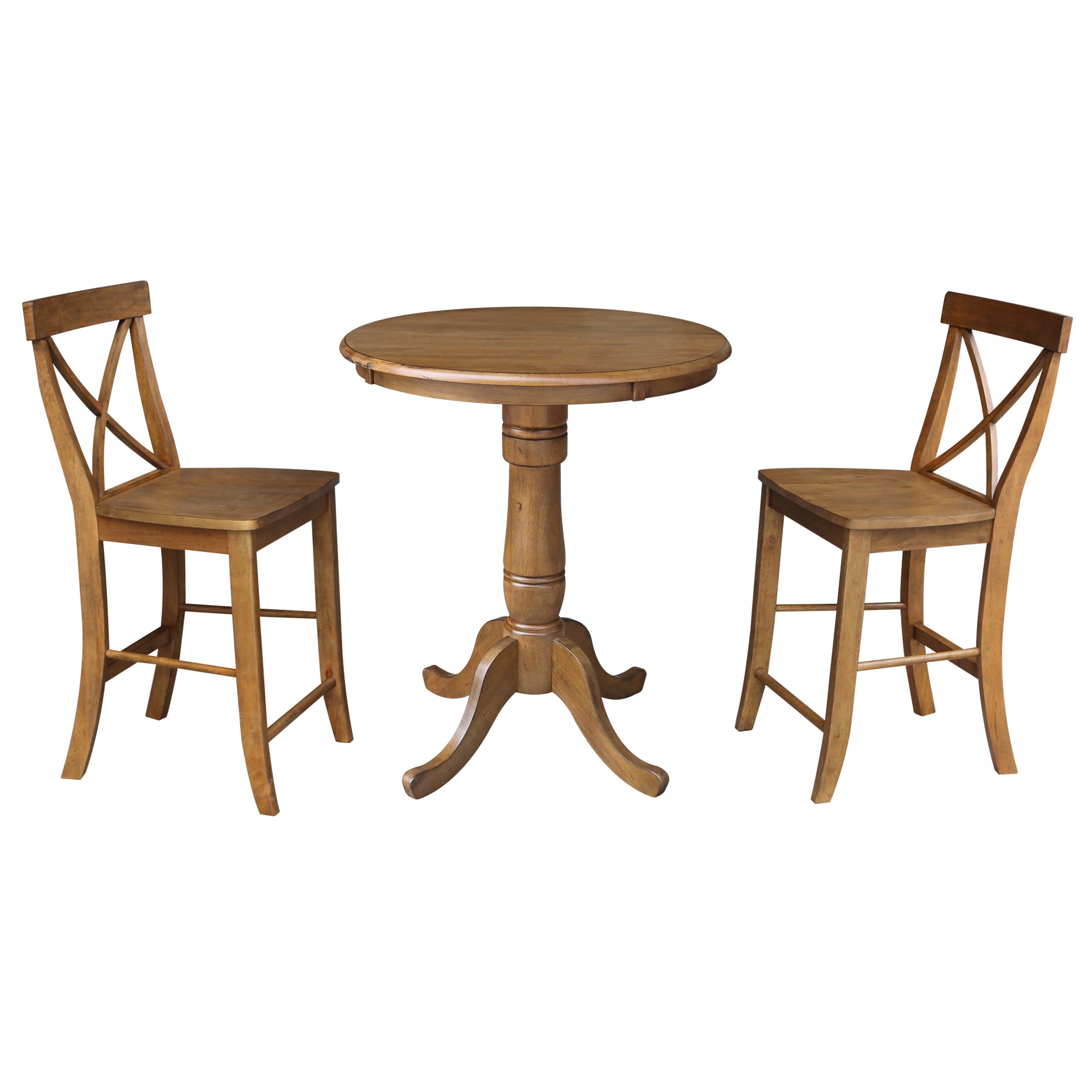 International Concepts K59-30RT-6B-S6132-2 Pecan Casual Dining Room Set with Round Table (Seats 2)