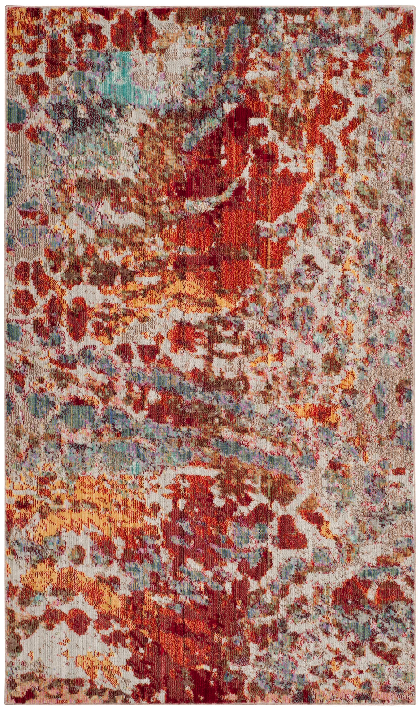 Valencia Multi-Color Abstract Polyester 3' x 5' Area Rug