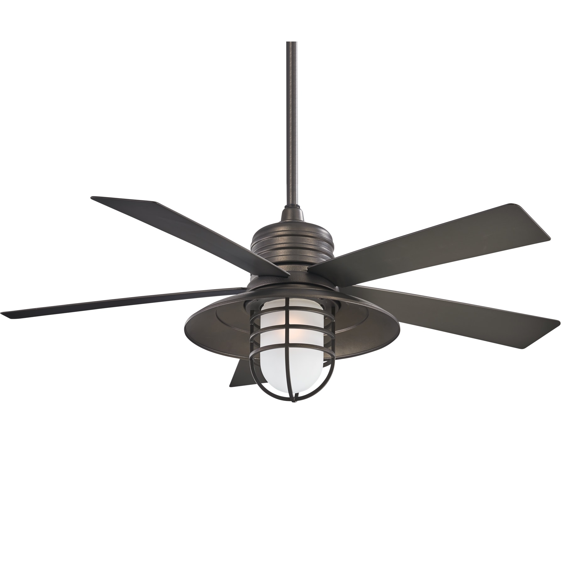 Minka Aire F582L-SI Rainman 54-in Outdoor Smoked Iron with Smoked Iron Blades Ceiling Fan With Light ( 5 -Blade )