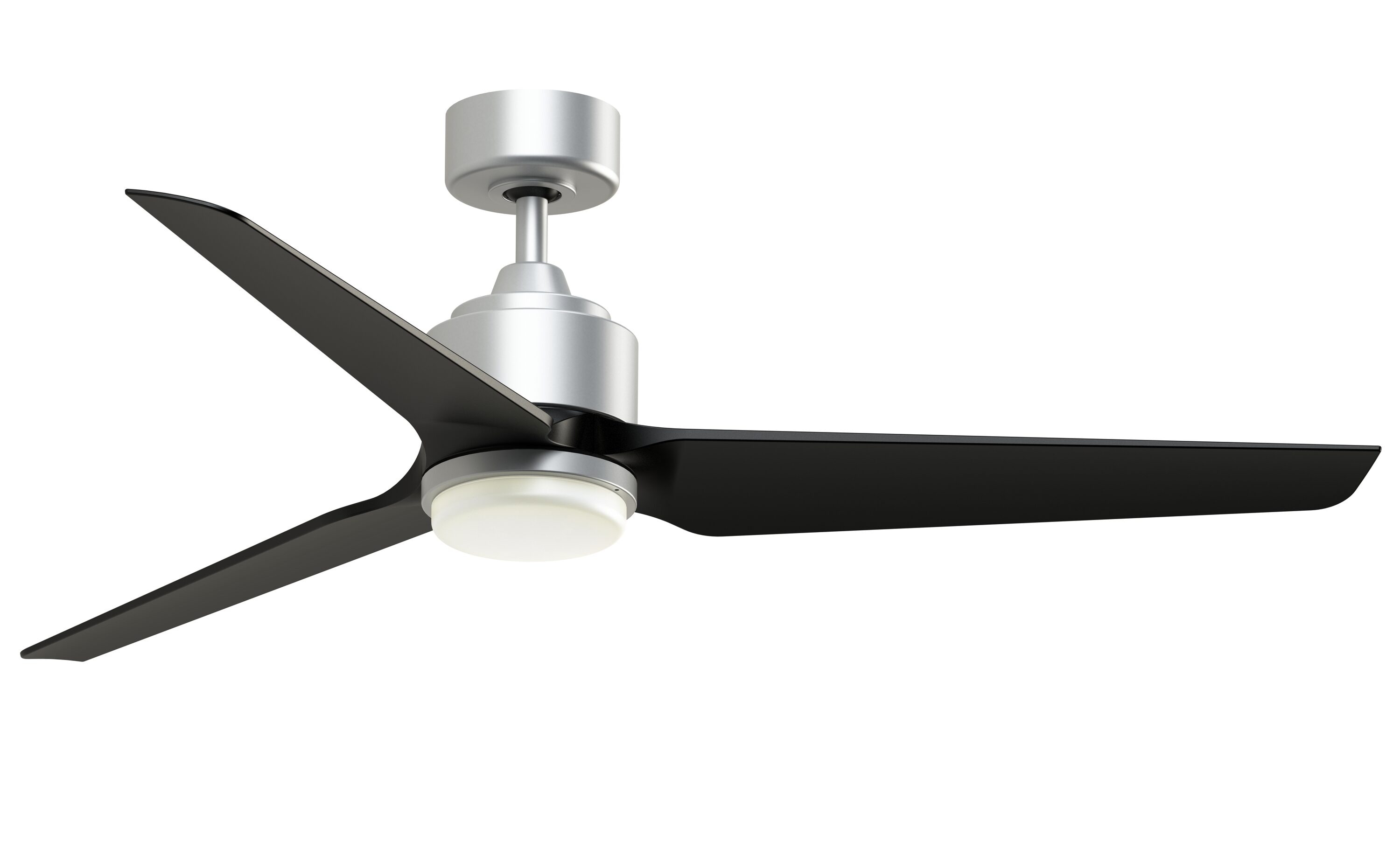 Fanimation TriAire Custom 56-in Silver with Black Blades Color-changing Integrated LED Indoor/Outdoor Smart Propeller Ceiling Fan with Light and Remote (3-Blade) FPD8514SLW-56BLW-LK Sansujyuku sansujyuku.com