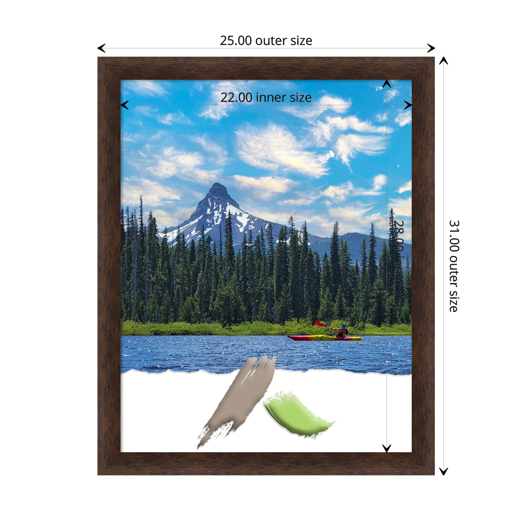 Warm Walnut Narrow Wood Wall Picture Frame 22"x28"