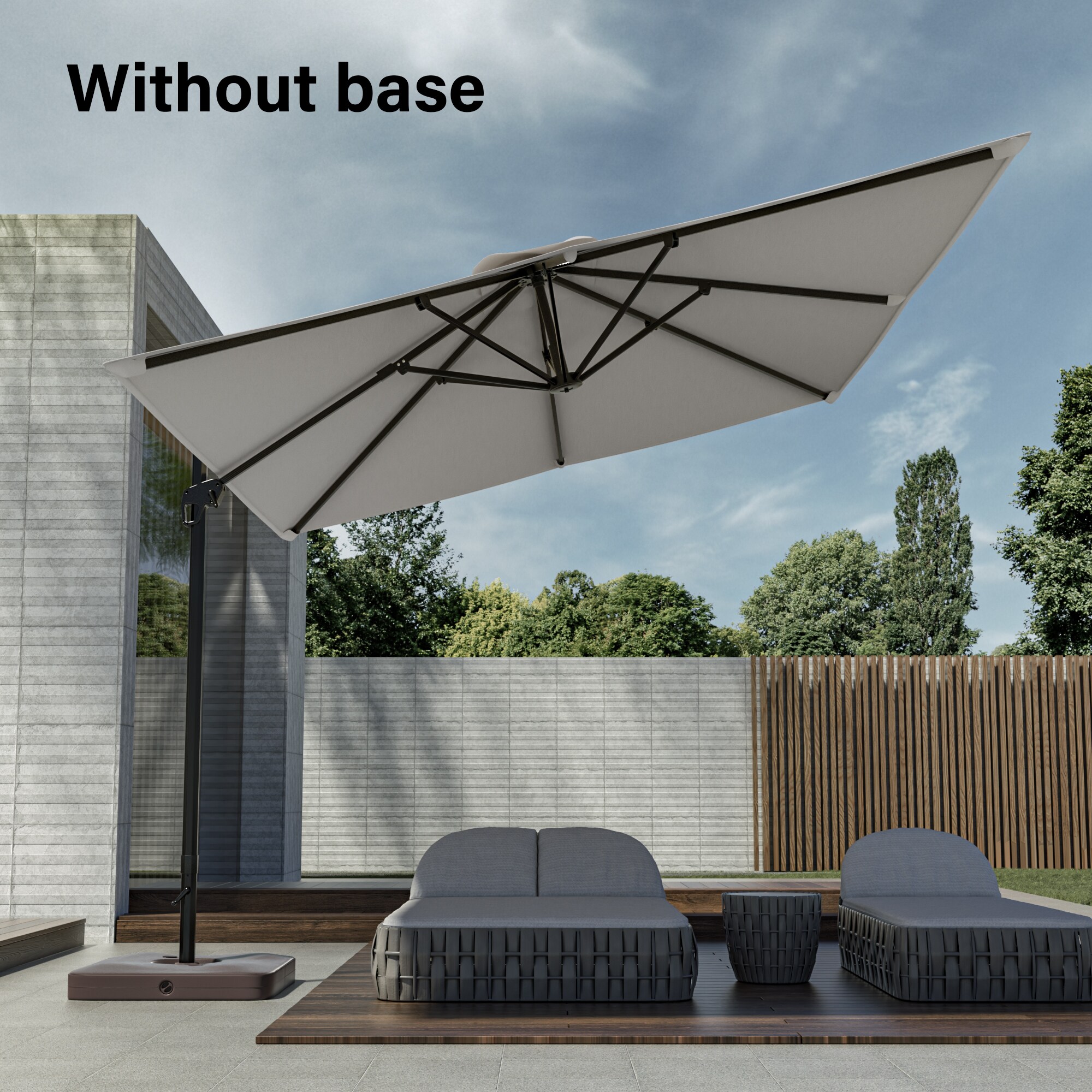Sonkuki SD-ZD2735GY 11.5-ft Aluminum Gray No-tilt Cantilever Patio Umbrella
