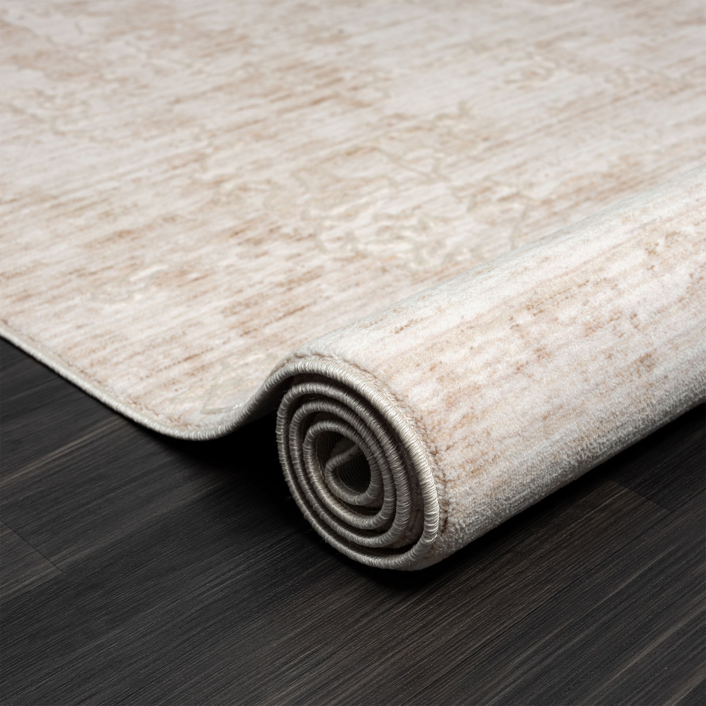 Ivory Abstract Polyester Blend 4' x 6' Area Rug