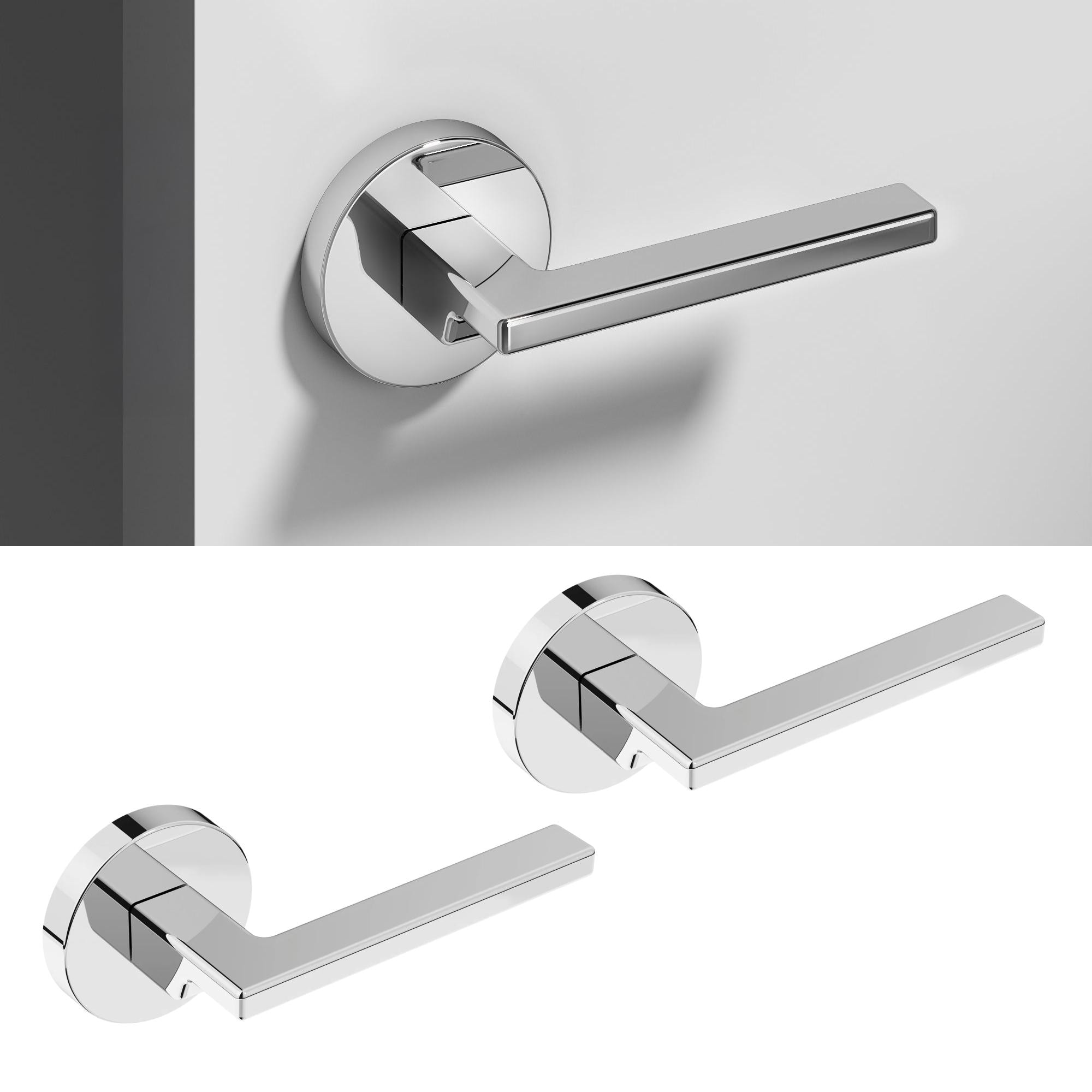OKUN Dune Chrome Interior or Hall/Closet Dummy Door Handle 2 -Pack