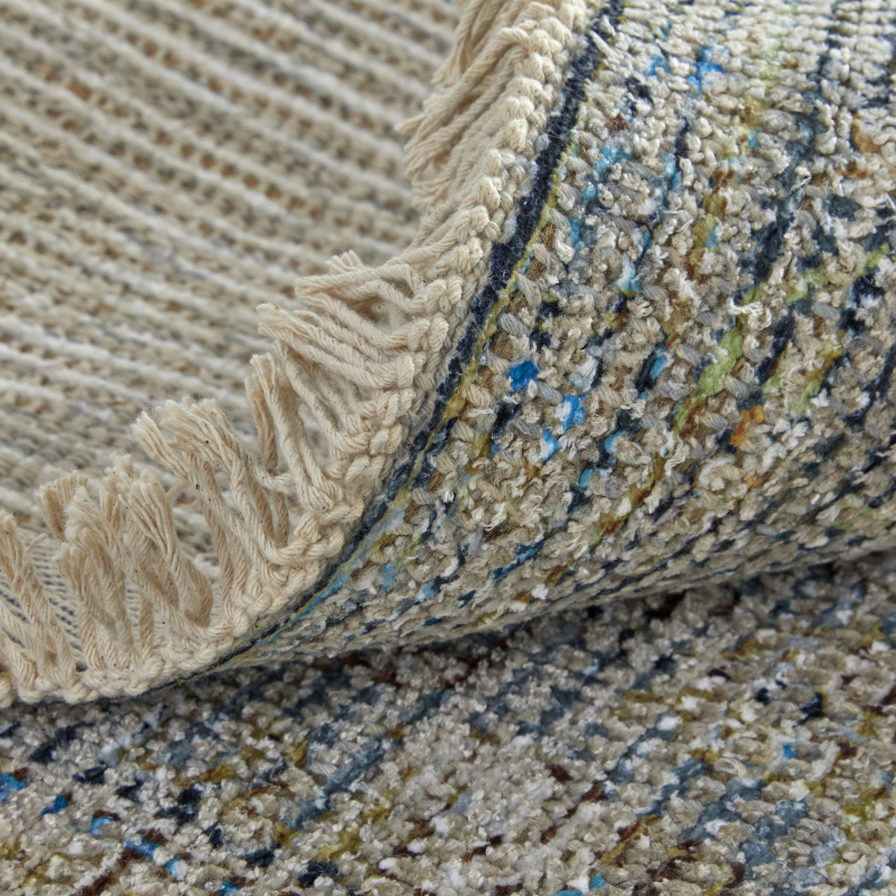 Spa Blue & Warm Gray Handmade Tufted Wool-Viscose Blend Area Rug - 2' x 3'
