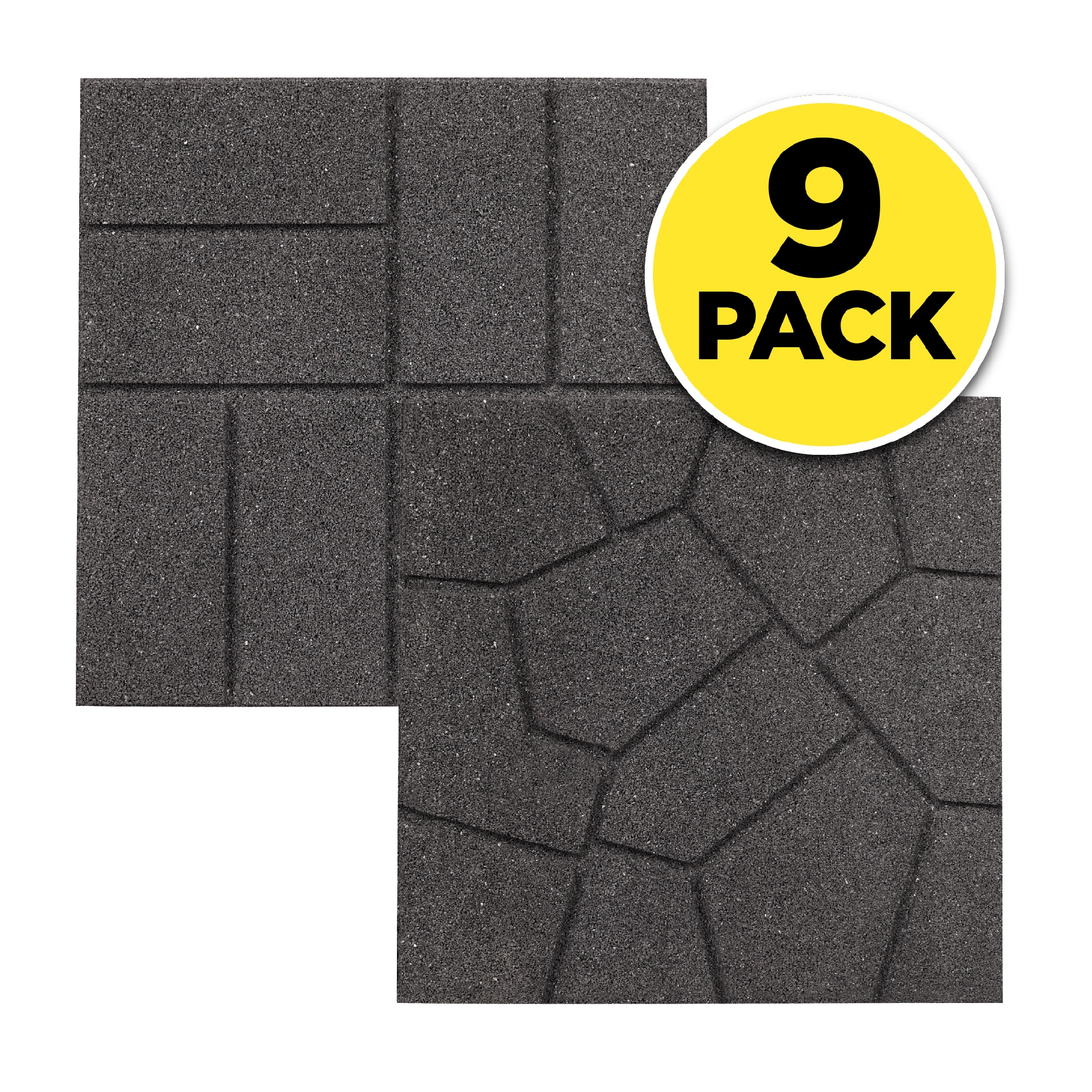 Rubberific 16in L x 16in W x 0.75in H Square Gray Rubber Paver in