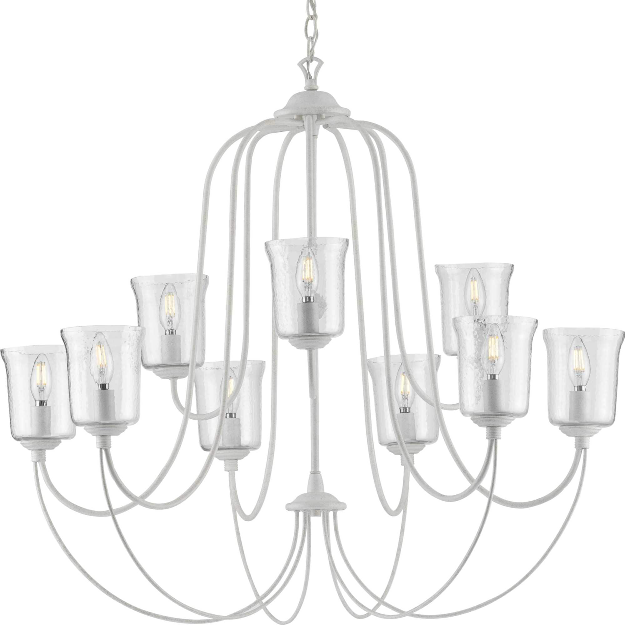 Progress Lighting P400196-151 Bowman 9 -Light White Coastal For Use in Bedrooms, Dining Rooms, Foyers, Kitchens, Living Rooms Chandelier