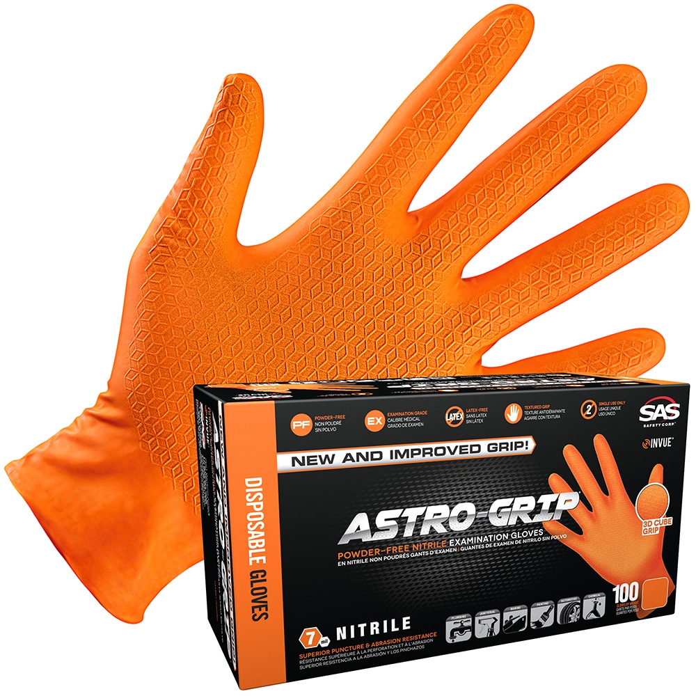 SAS Safety 66472 Medium -Count Embossed -Grip Nitrile Disposable cleaning gloves 50 -Pairs